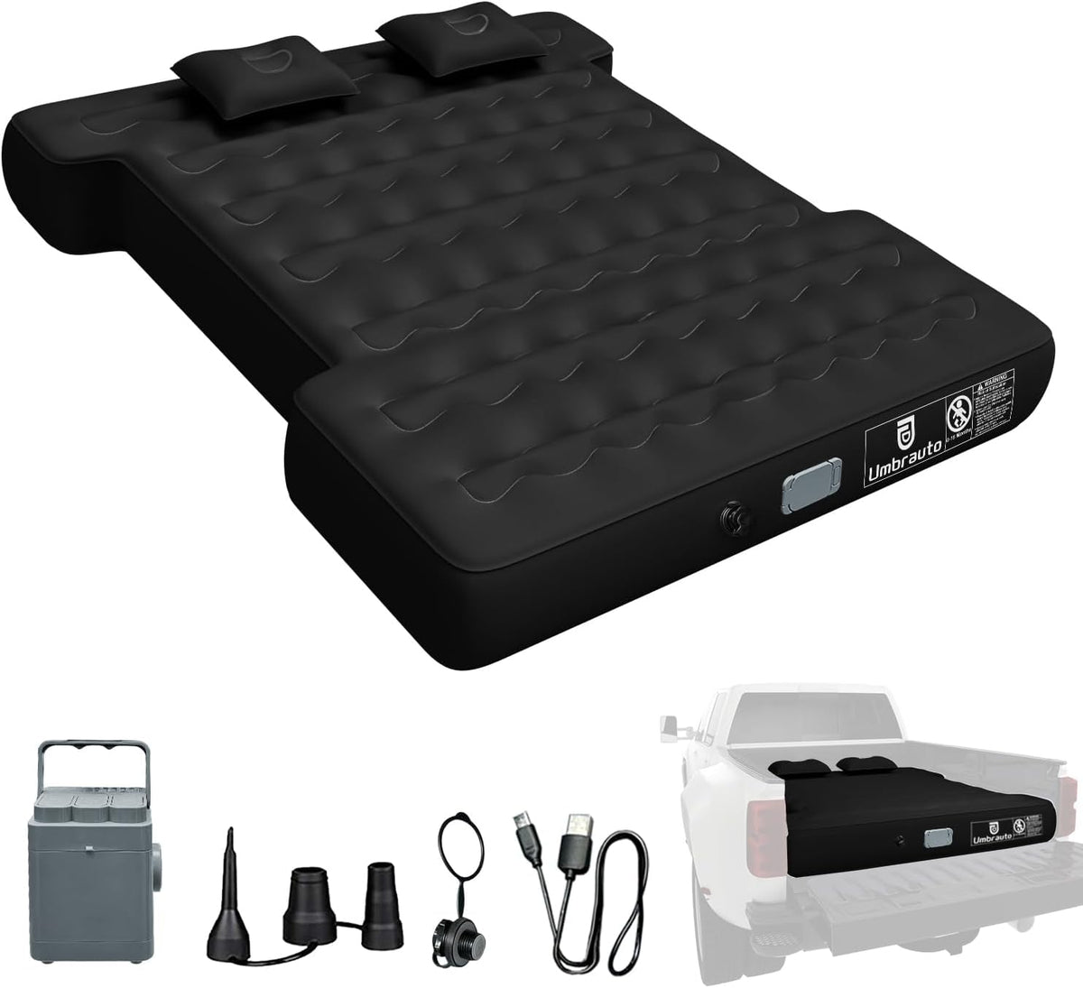 Umbrauto Air Mattress for 5.5-5.8 ft Full-Size Short Truck Beds, Inflatable Truck Tent Airbed with Pump, Pickup Camper Air Bed for Camping