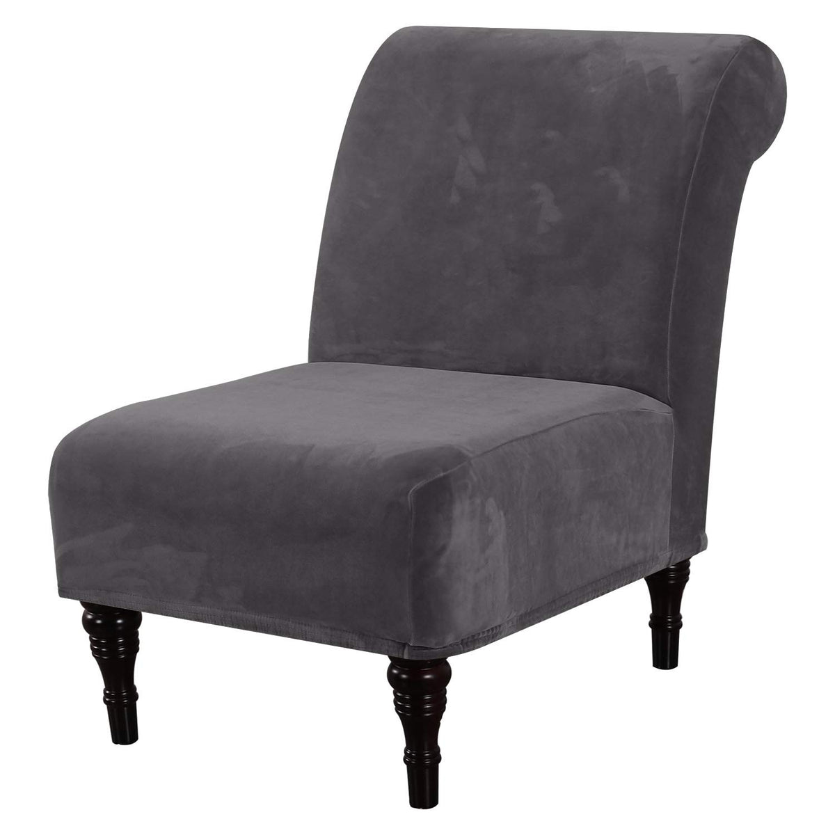 H.VERSAILTEX Armless Accent Chair Covers Thick Velvet Armless Chair Slipcovers High Stretch Chair Covers for Living Room Hotel Machine Washable Furniture Protector with Elastic Bottom, Ivory