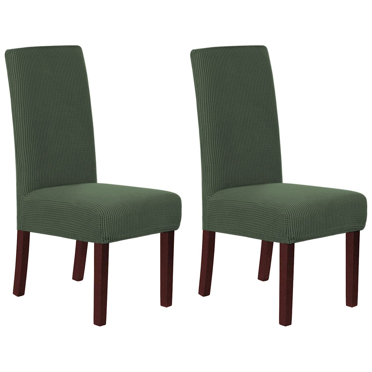 H.VERSAILTEX Stretch Dining Chair Covers Set of 6 Chair Covers for Dining Room Parsons Chair Slipcover Chair Protectors Covers Dining, Feature Textured Checked Jacquard Fabric, Ivory
