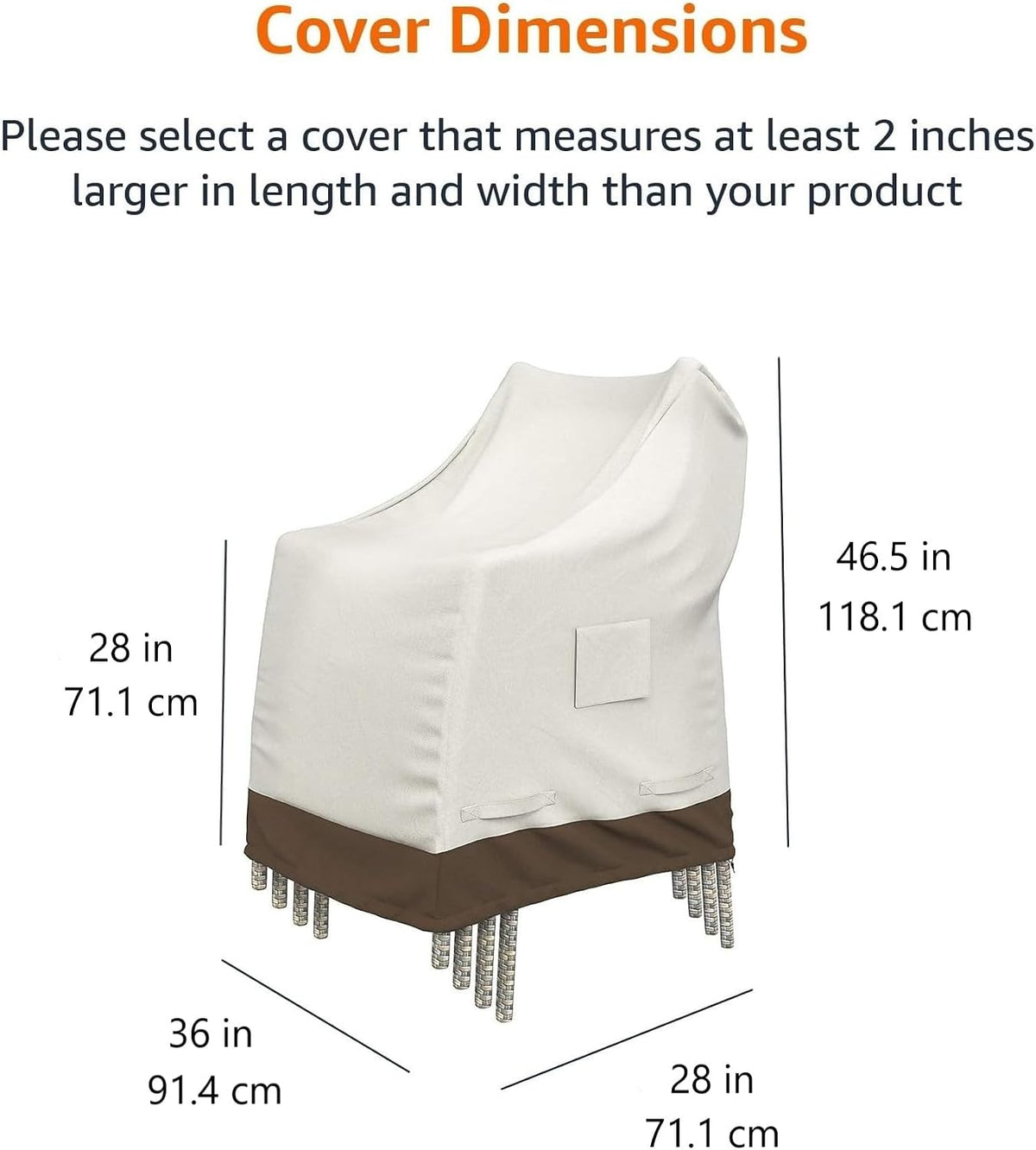 Amazon Basics Outdoor Stackable Chairs Cover, Waterproof, Anti-UV, Weather Resistant, Durable, Beige/Tan