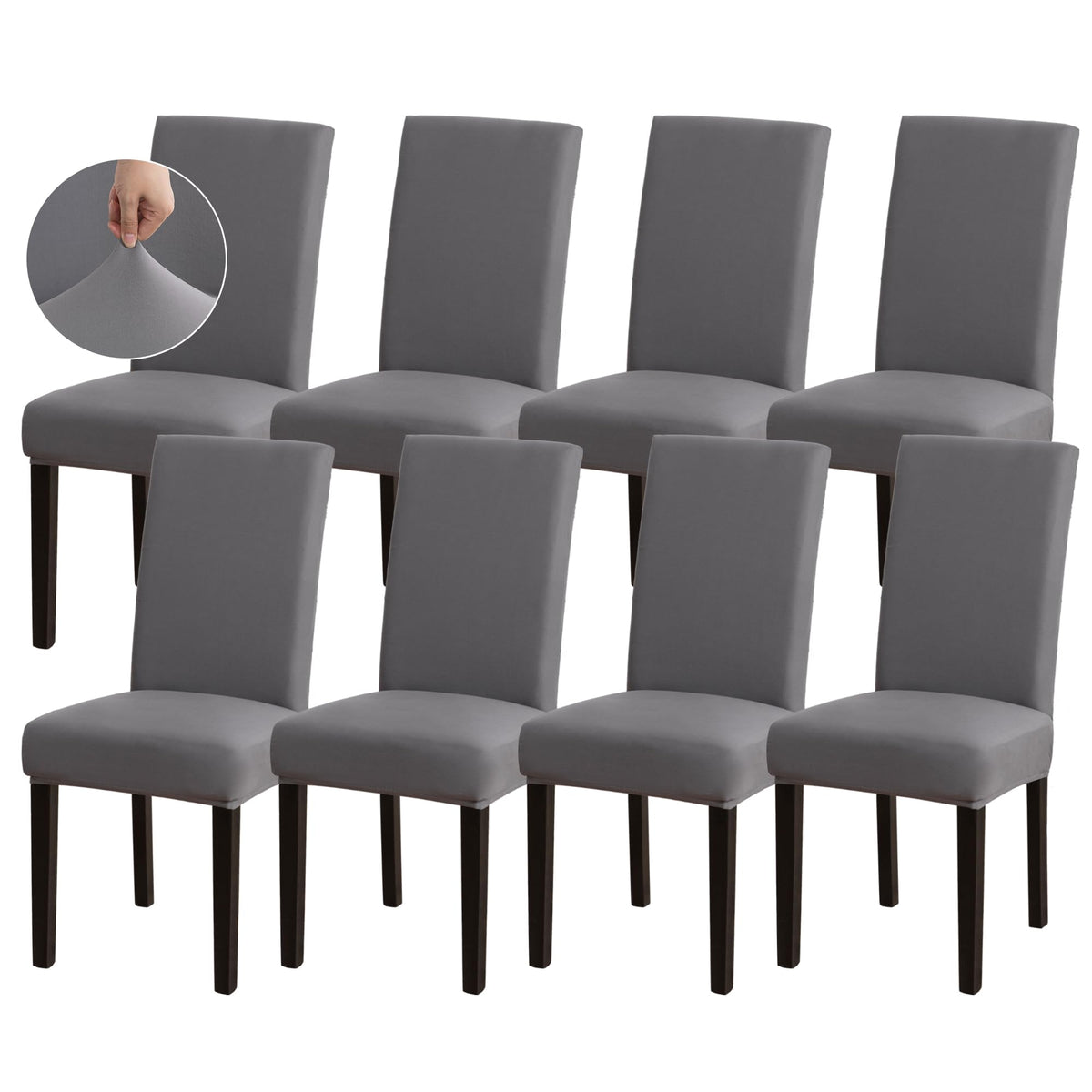 Sufdari Dining Chair Covers,Kitchen Cover,Parsons Slipcover,Spandex Protectors for Room Stretch Chairs Cover Set of 4 -Gray