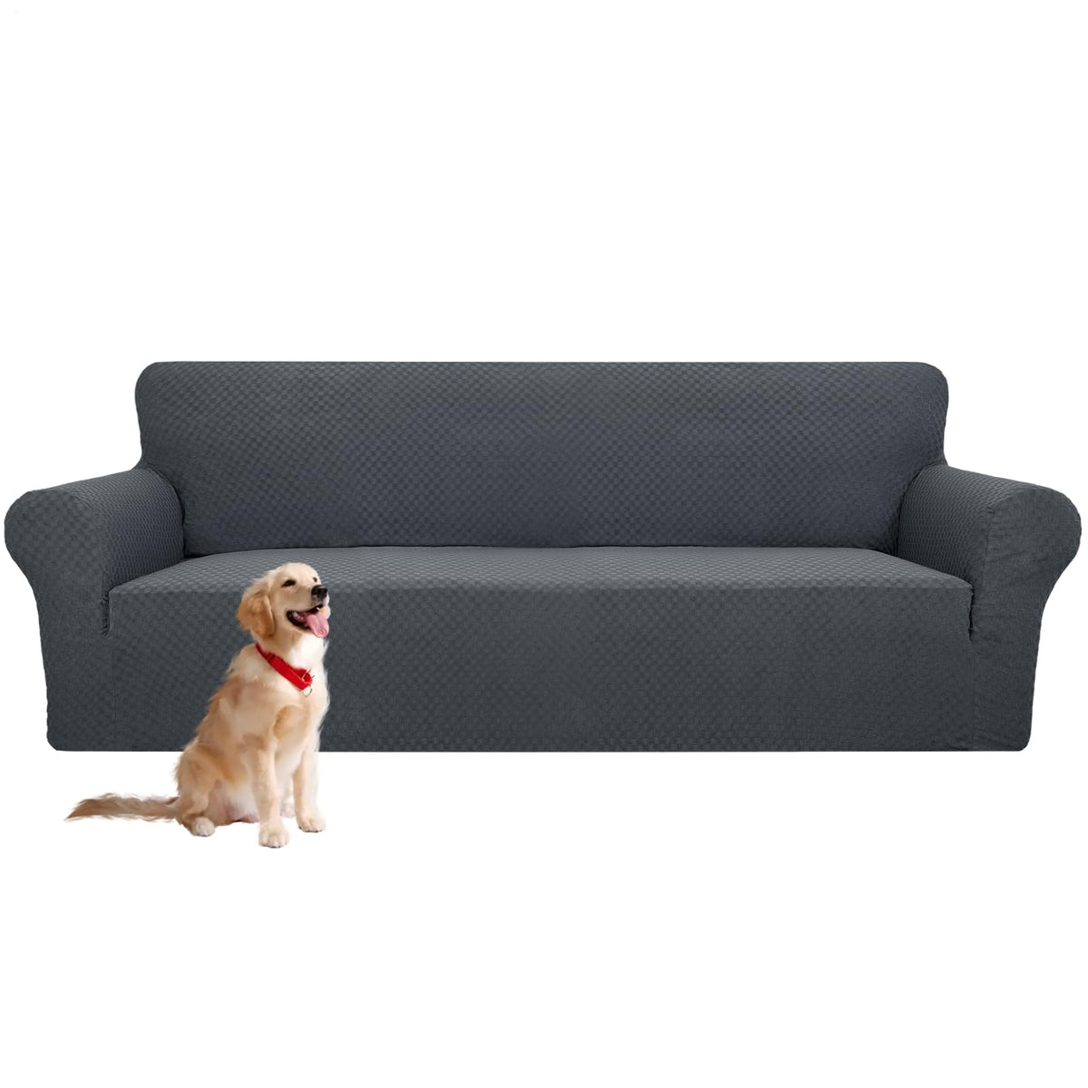 YEMYHOM Couch Cover Latest Jacquard Design High Stretch Sofa Chair Covers for Living Room, Pet Dog Cat Proof Armchair Slipcover Non Slip Magic Elastic Furniture Protector (Chair, Light Gray)