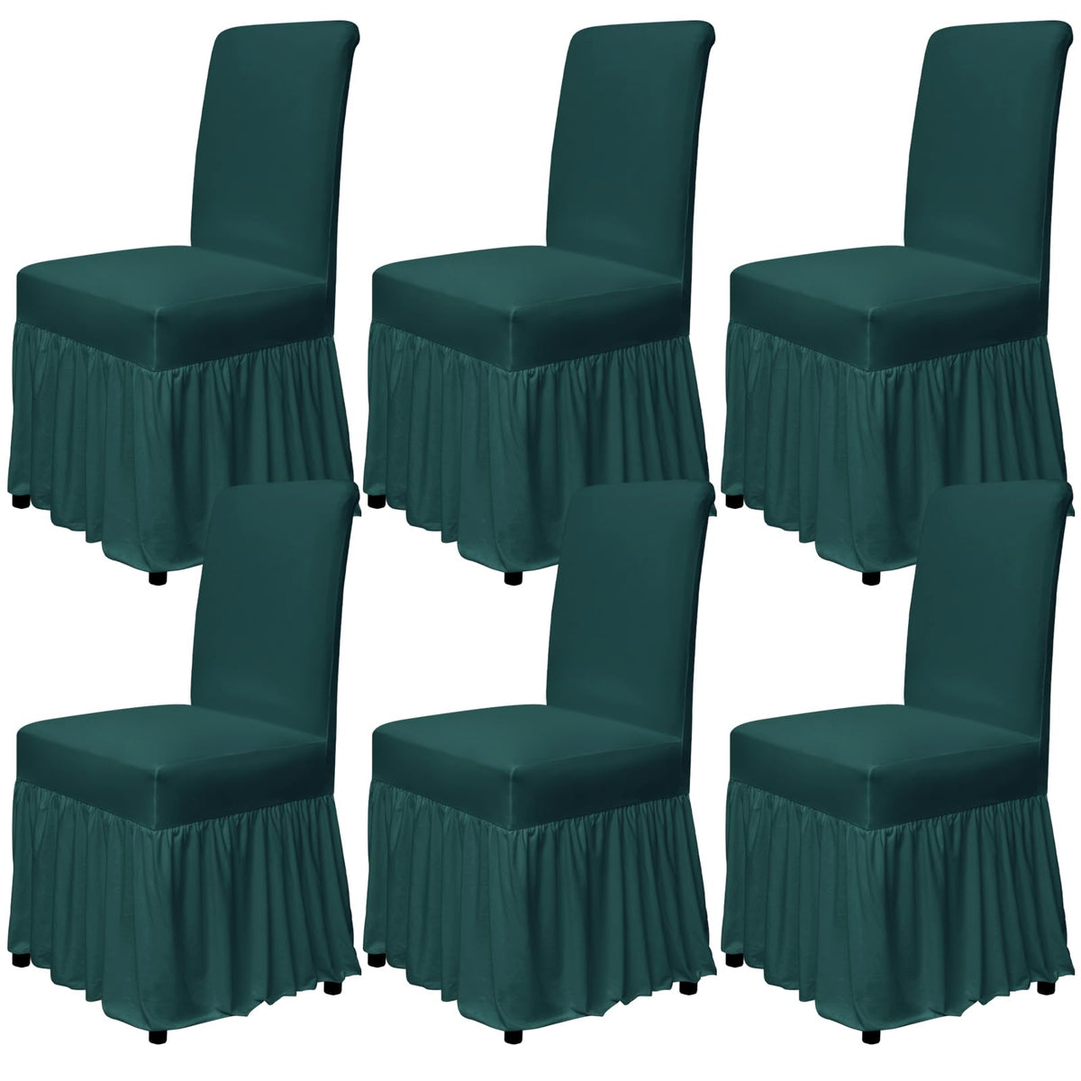 molasofa Chair Covers for Dining Room Set of 4 Stretch Chair Slipcovers with Skirt for Kitchen Seat Protectors Wedding Banquet Decor Kids Pets Spandex Fabric Washable (4pcs, Beige)