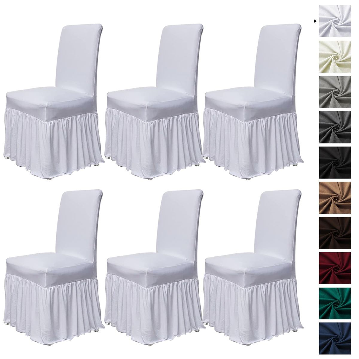 molasofa Chair Covers for Dining Room Set of 4 Stretch Chair Slipcovers with Skirt for Kitchen Seat Protectors Wedding Banquet Decor Kids Pets Spandex Fabric Washable (4pcs, Beige)