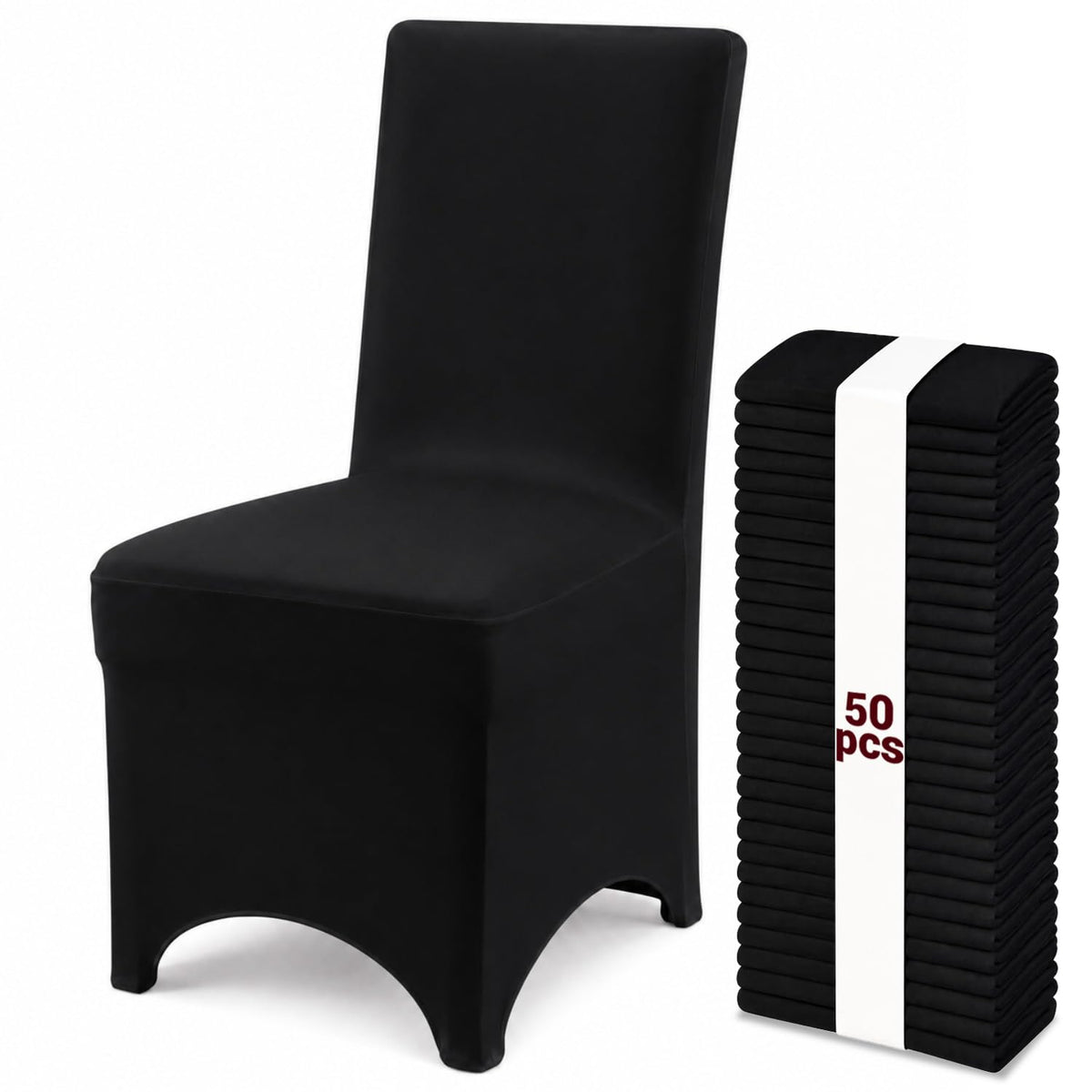 50 Pack White Stretch Chair Covers, Spandex Dining Chair Slipcovers, Wrinkle Resistant Reusable Covers for Wedding, Party, Banquet & Events