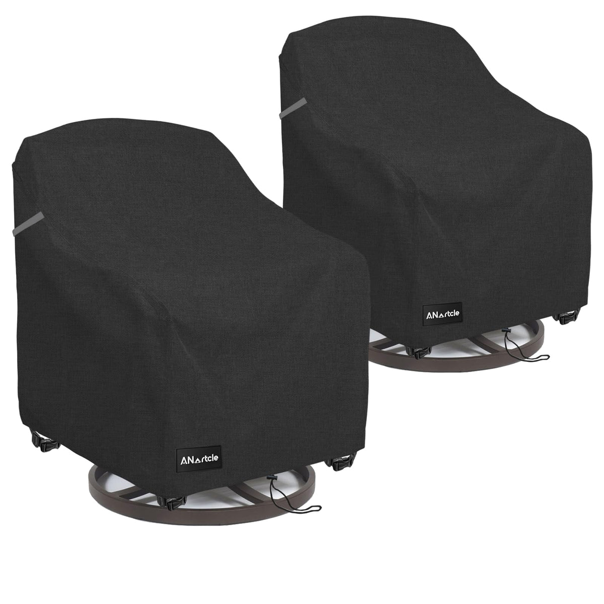 ANartcle Outdoor Swivel Chair Covers 2 Pack,600D Waterproof Heavy Duty Patio Chair Covers(30 W x 34 D x 38.5 H inches),Patio Swivel Chair Covers for Outdoor Furniture,Beige&brown.