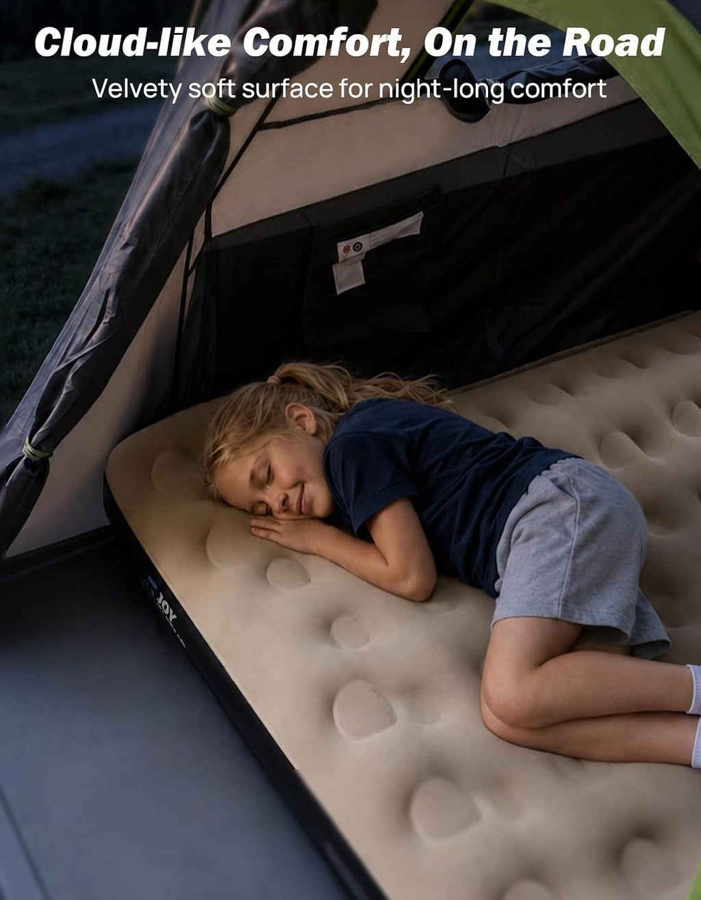 JOYTUTUS Truck Bed Air Mattress for 6.4-6.7Ft, Full Size Regular Beds for Pickup Outdoor Camping, Truck Tent Accessories with Carry Bag & Cup Holder & Cavity Design, Camel&Black