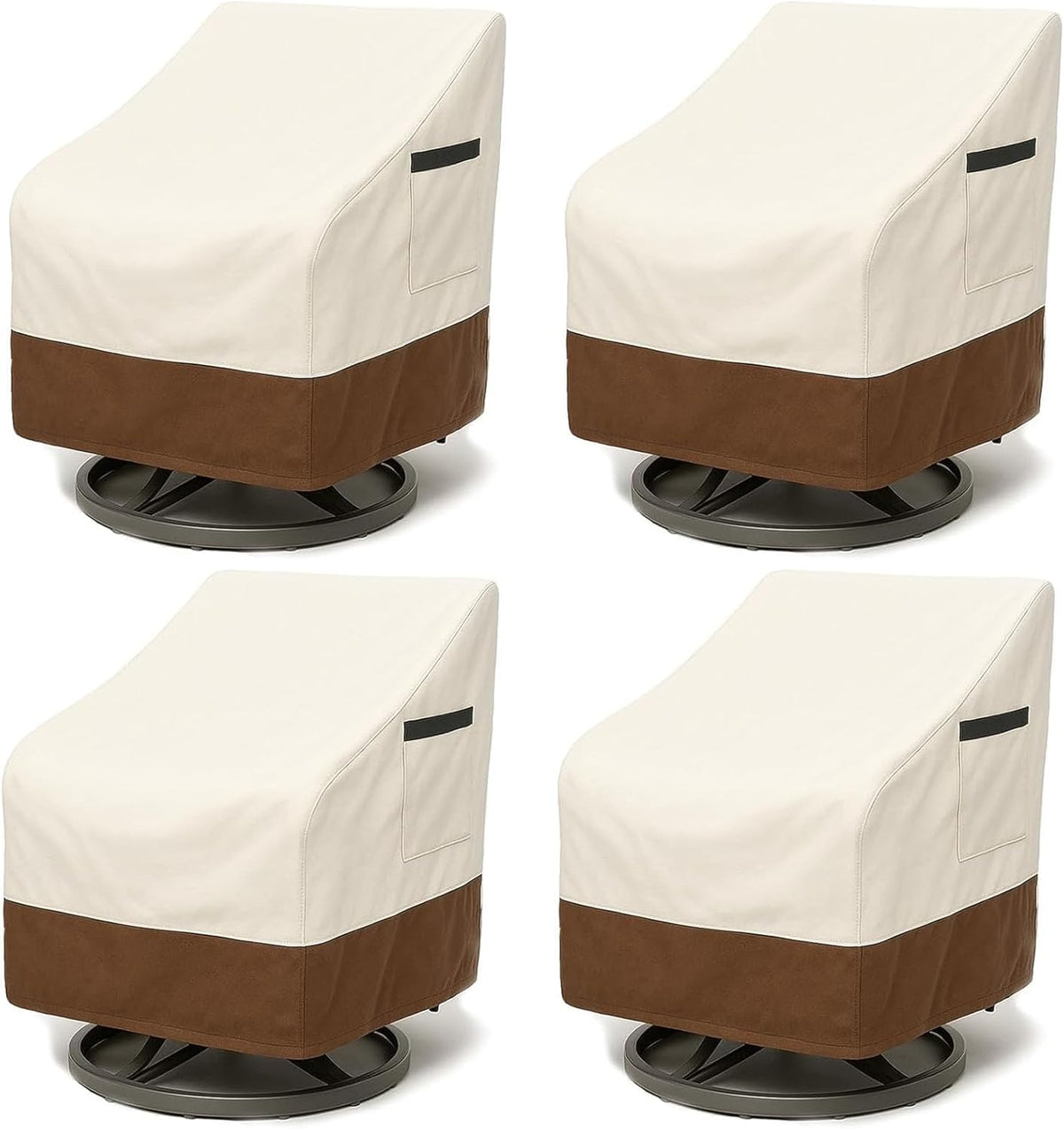 4-Piece Patio Furniture Cover Set, Waterproof Outdoor Furniture Covers for Loveseat, Patio Chairs & Coffee Table, Heavy-Duty 600D, Fade & UV-Resistant, Breathable, All-Season Protection, Beige&Brown