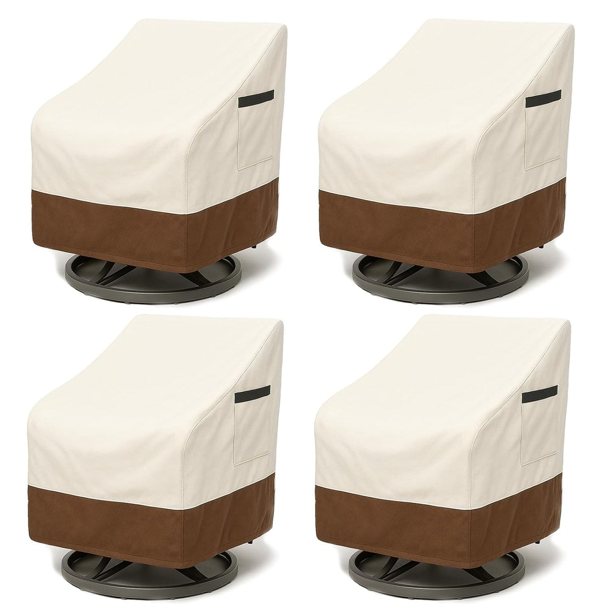 4-Piece Patio Furniture Cover Set, Waterproof Outdoor Furniture Covers for Loveseat, Patio Chairs & Coffee Table, Heavy-Duty 600D, Fade & UV-Resistant, Breathable, All-Season Protection, Beige&Brown