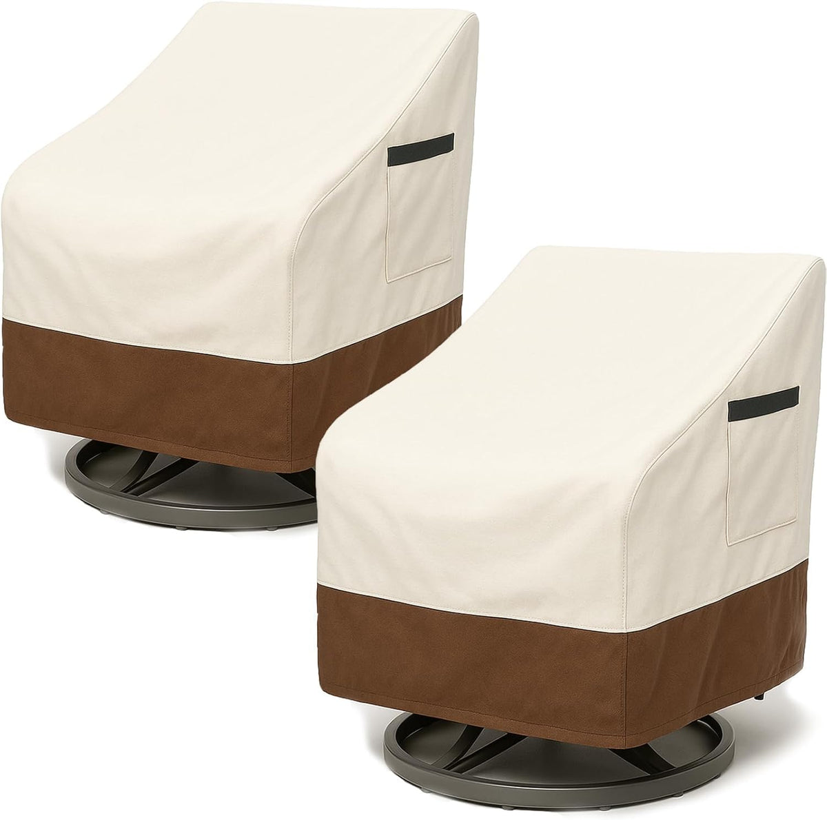 4-Piece Patio Furniture Cover Set, Waterproof Outdoor Furniture Covers for Loveseat, Patio Chairs & Coffee Table, Heavy-Duty 600D, Fade & UV-Resistant, Breathable, All-Season Protection, Beige&Brown