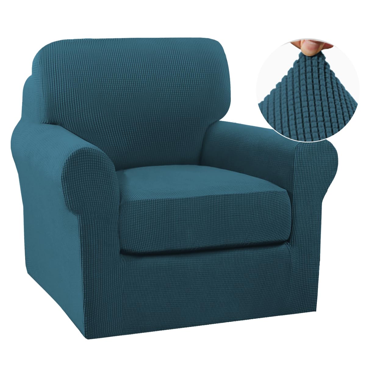 Turquoize 2 Piece Chair Covers for Living Room Armchair Cover Armchair Slipcovers with Arms Feature Thick Jacquard Fabric (Chair,Biscotti Beige)