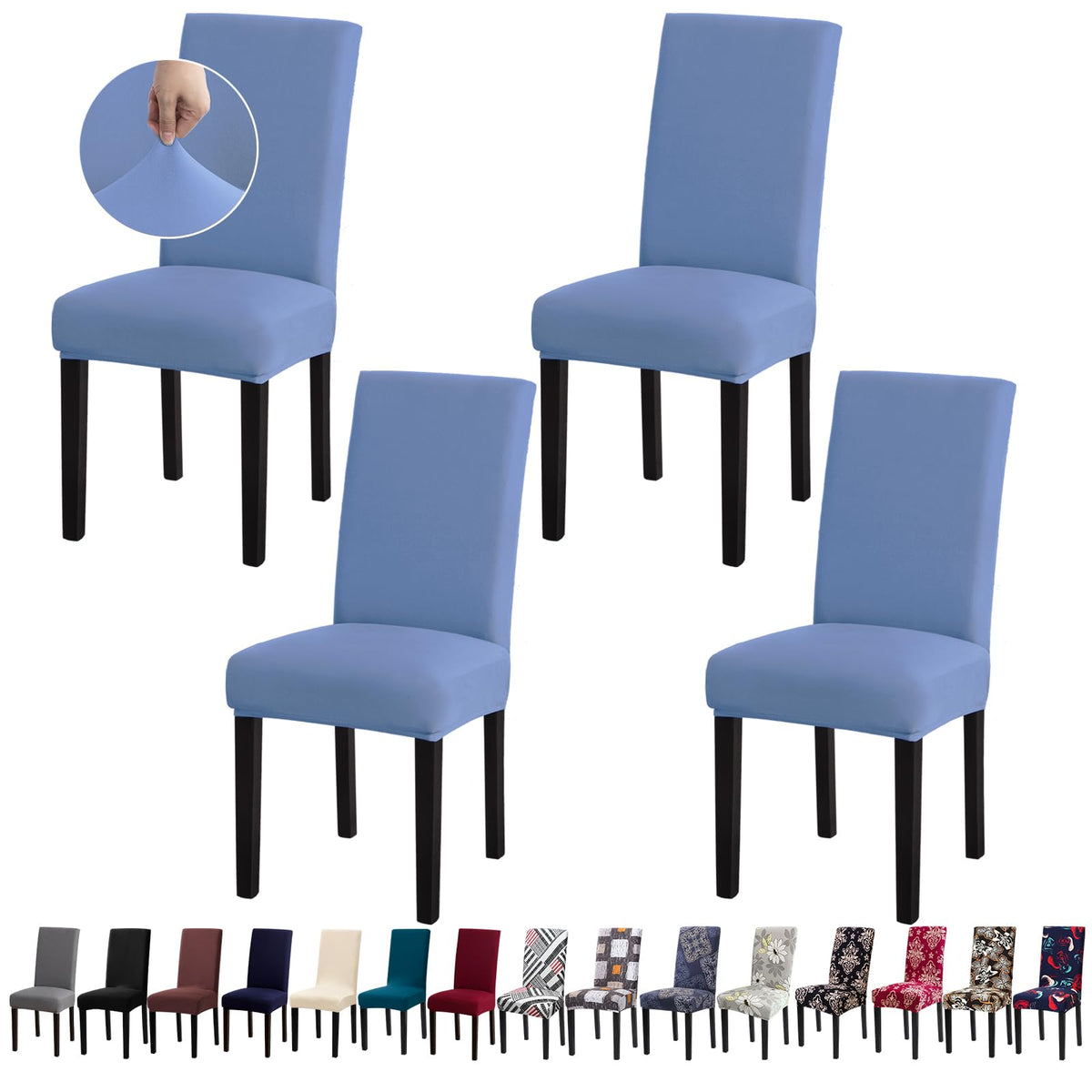 Chair Covers, Stretch Dining Room Chair Covers Set of 6, Removable Washable Dining Chair Slipcovers for Home, Hotel, Banquet