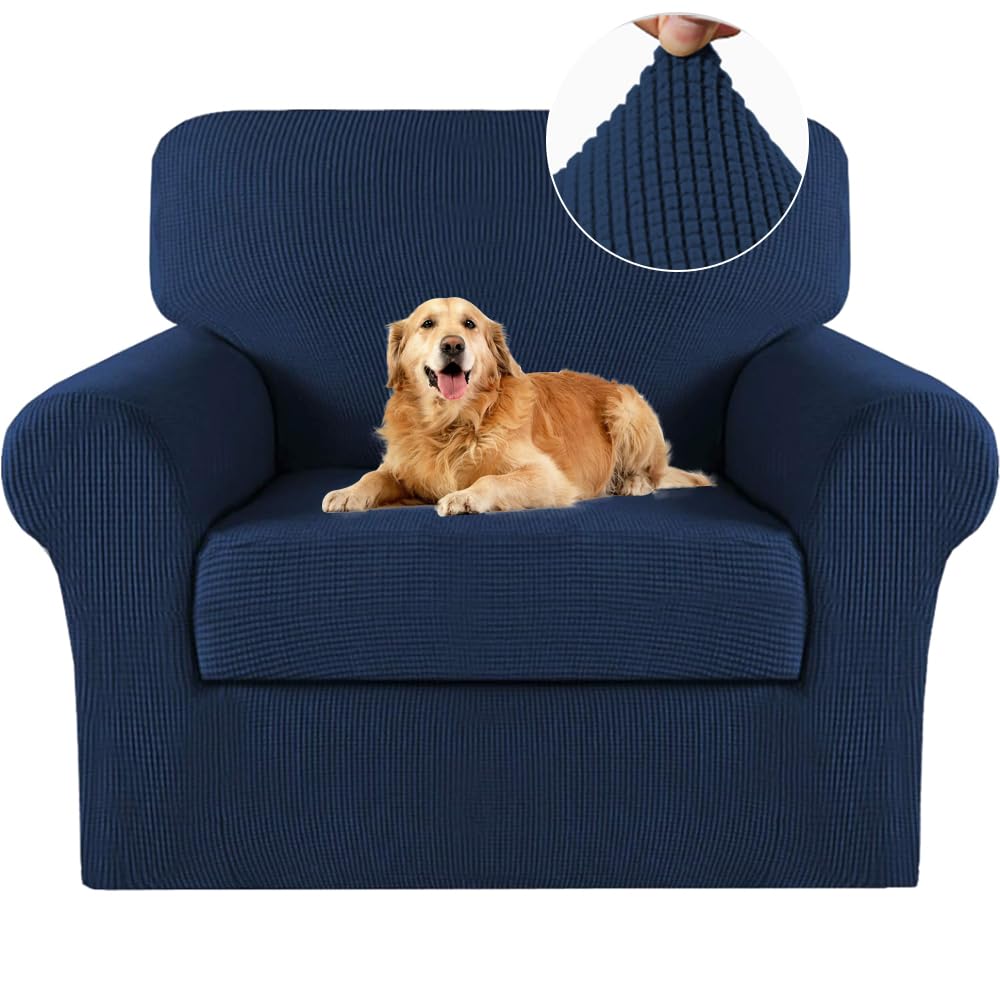 Turquoize 2 Piece Chair Covers for Living Room Armchair Cover Armchair Slipcovers with Arms Feature Thick Jacquard Fabric (Chair,Biscotti Beige)