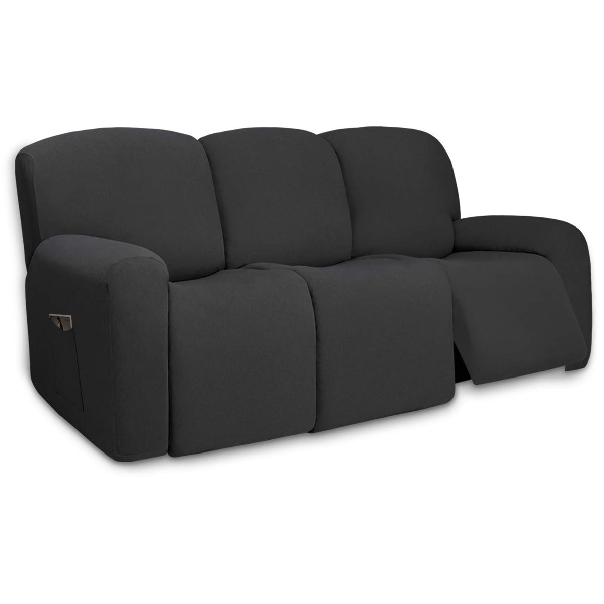 PureFit Super Stretch Chair Covers Fleece Couch Covers for Sofa Dark Gray