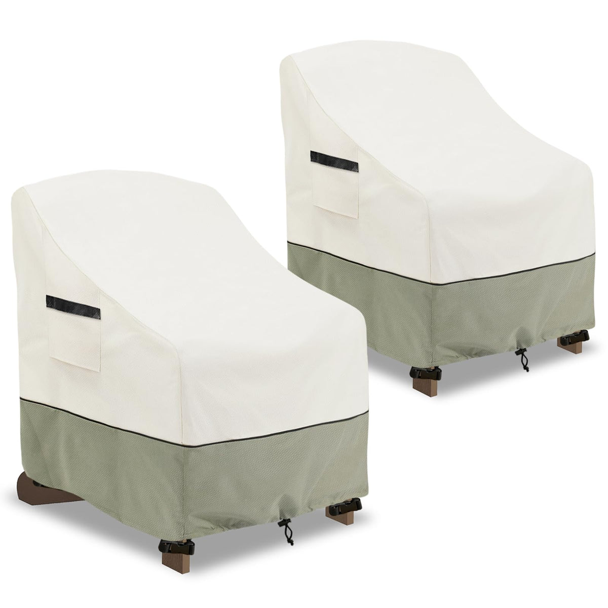 Outdoor Swivel Chair Covers 2 Pack,100% Waterproof Heavy Duty Outdoor Chair Covers,(33 W x 35 D x 38.5 H inches) Patio Furniture Cover for Swivel Patio Chair,White&Grayish Green