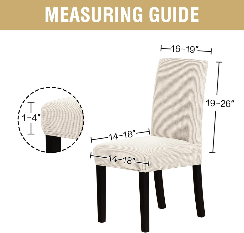 H.VERSAILTEX Stretch Dining Chair Covers Set of 6 Chair Covers for Dining Room Parsons Chair Slipcover Chair Protectors Covers Dining, Feature Textured Checked Jacquard Fabric, Ivory