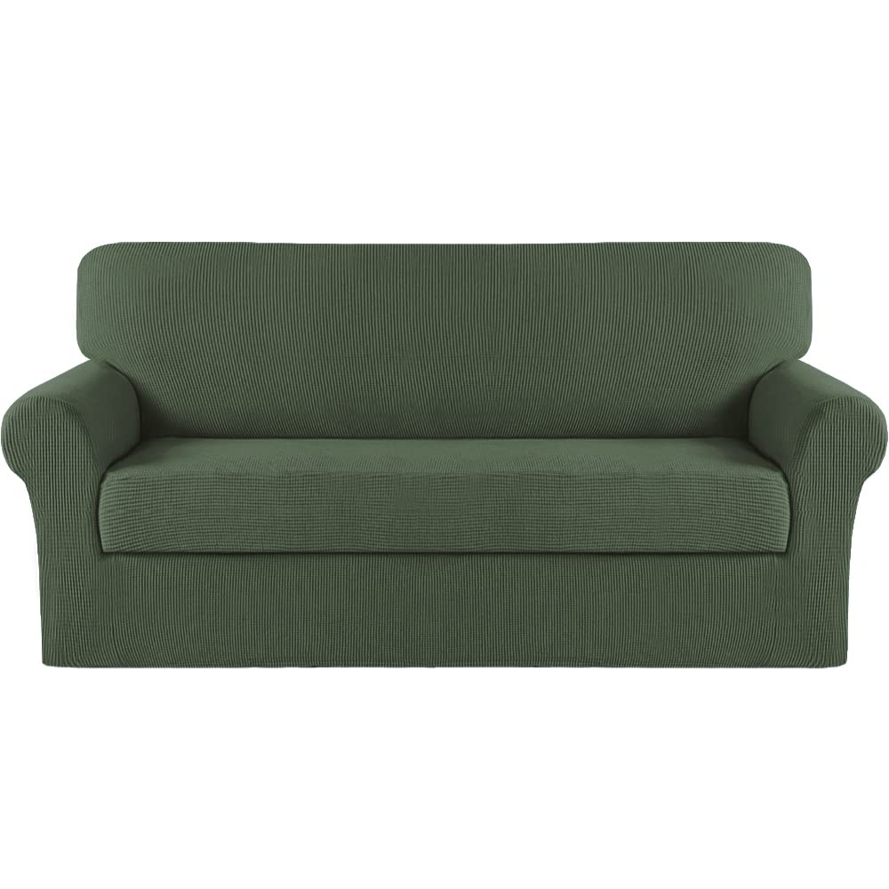 Turquoize 2 Piece Chair Covers for Living Room Armchair Cover Armchair Slipcovers with Arms Feature Thick Jacquard Fabric (Chair,Biscotti Beige)