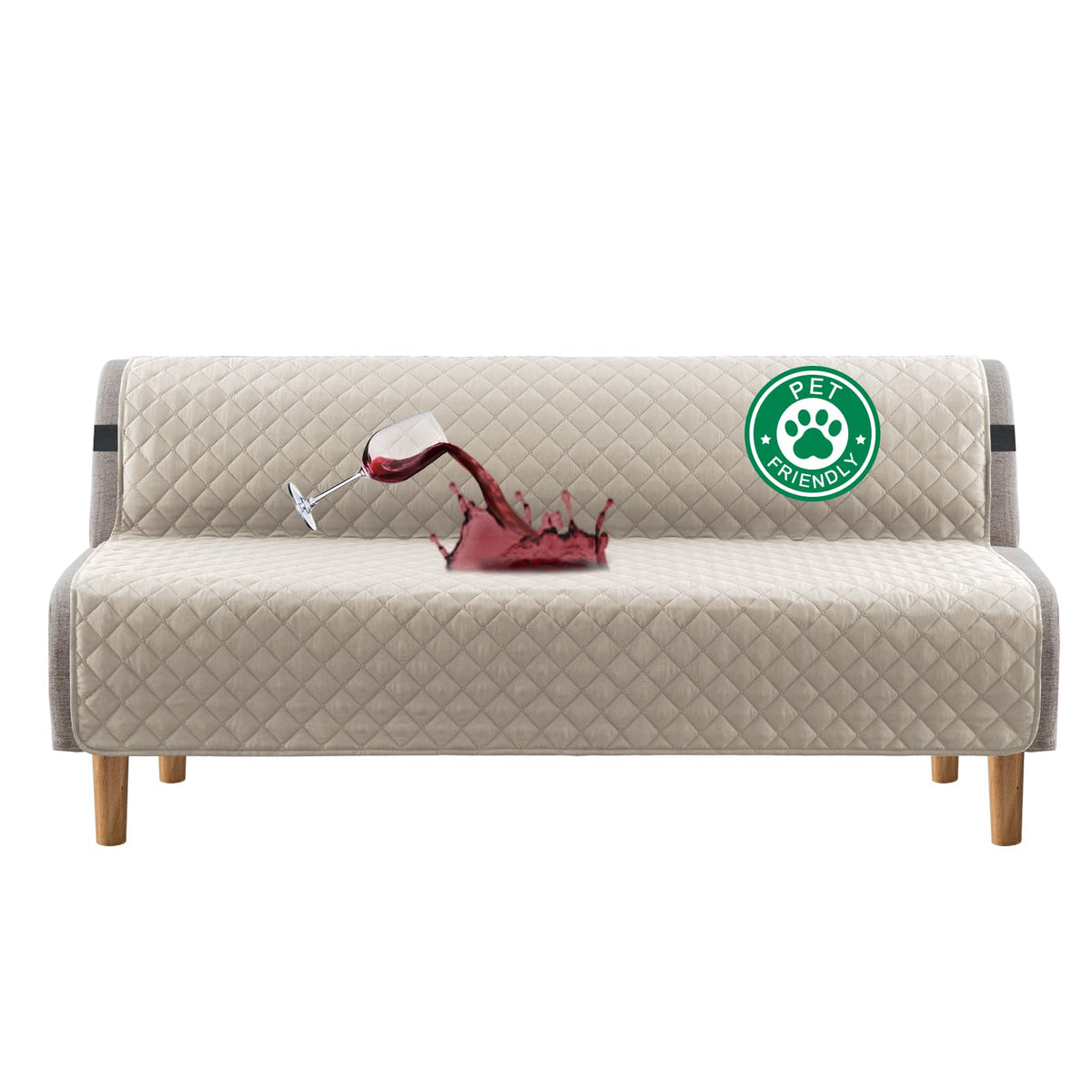 Turquoize 100% Waterproof Sofa Covers Chair Cover Slipcover Couch Protector Triple Non-Slip Sofa Slipcover for 1 Cushion Furniture Protector for Pets, Kids,Dog (Chair 23", Ivory)