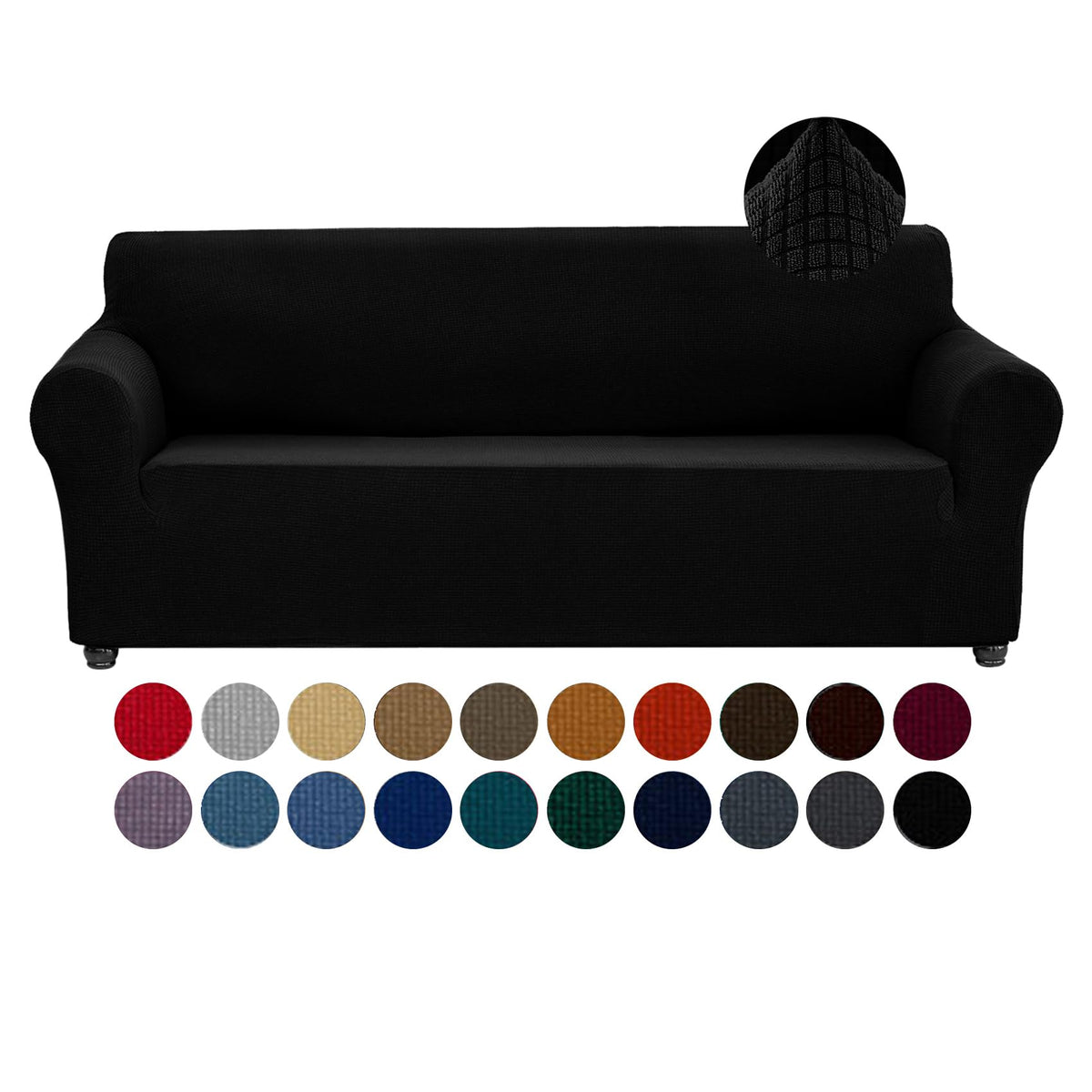 Joccun Stretch Chair Couch Cover,1-Piece Sofa Slipcover Spandex Jacquard Fabric Sofa Covers with Elastic Bottom,Washable Furniture Protector for Dogs,Cats,Kids(Armchair,Wide 35" - 55",Black)