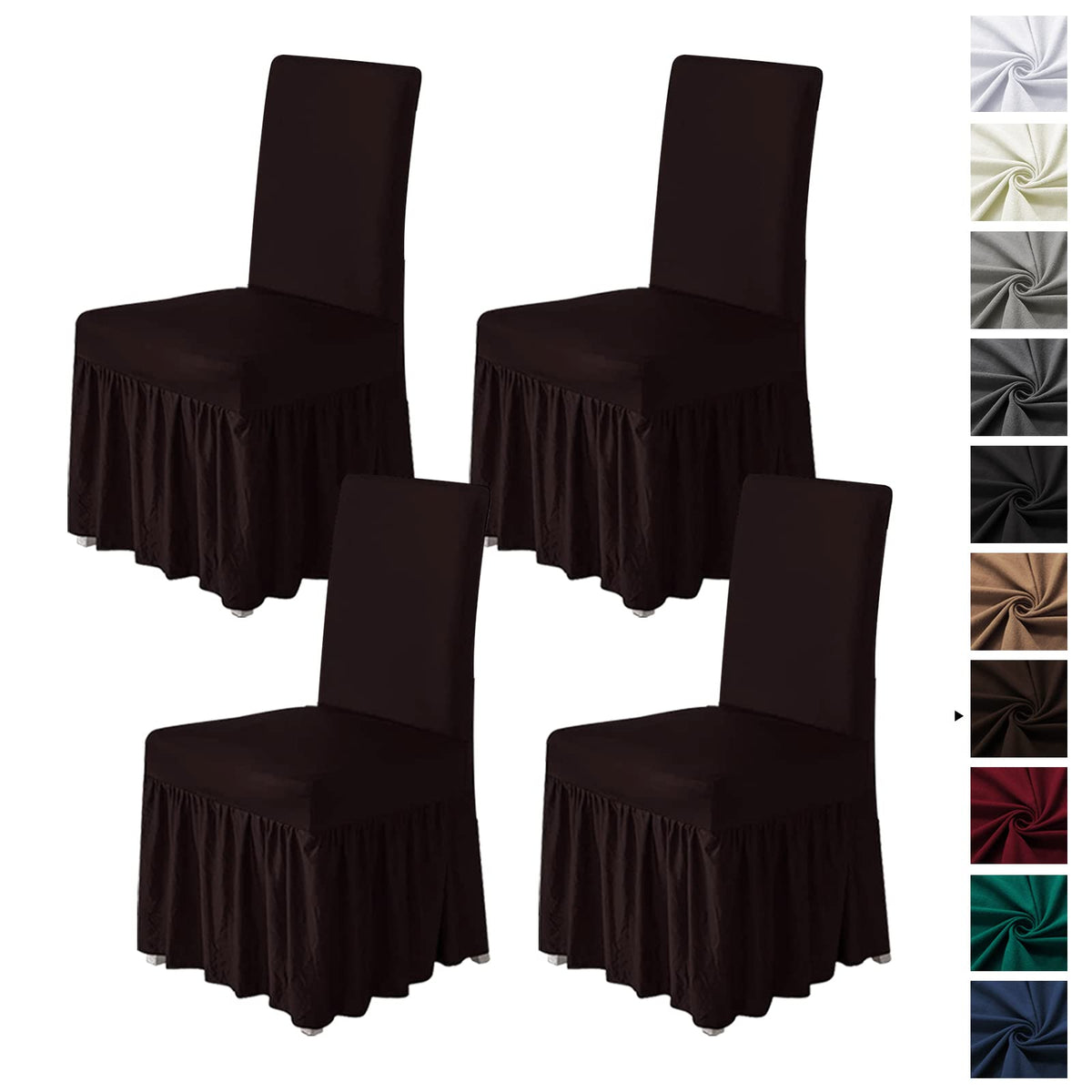 molasofa Chair Covers for Dining Room Set of 4 Stretch Chair Slipcovers with Skirt for Kitchen Seat Protectors Wedding Banquet Decor Kids Pets Spandex Fabric Washable (4pcs, Beige)