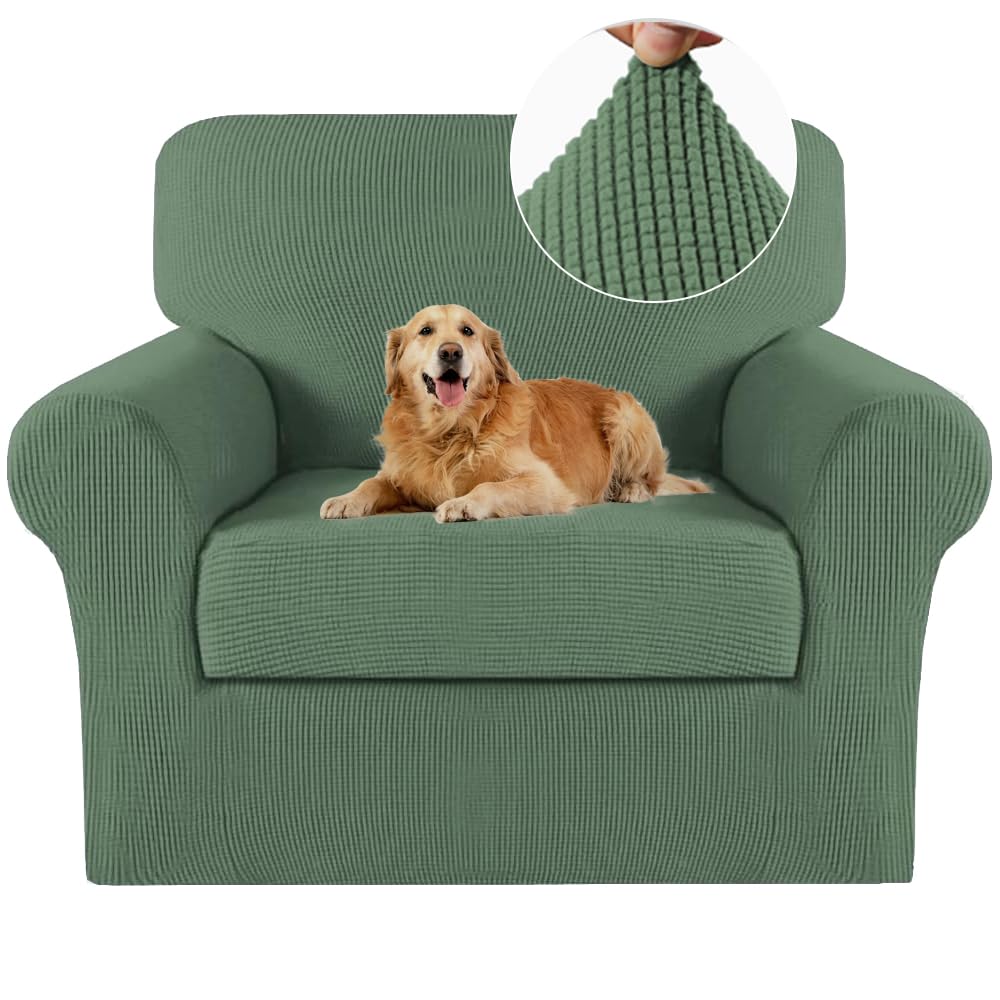 Turquoize 2 Piece Chair Covers for Living Room Armchair Cover Armchair Slipcovers with Arms Feature Thick Jacquard Fabric (Chair,Biscotti Beige)