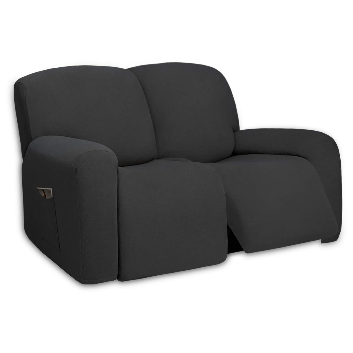 PureFit Super Stretch Chair Covers Fleece Couch Covers for Sofa Dark Gray