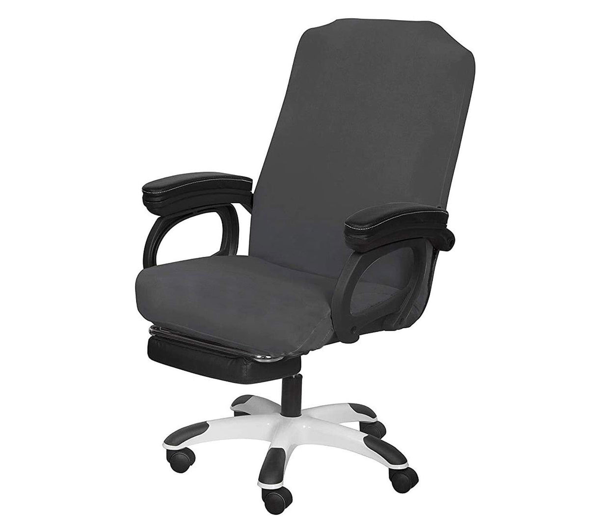 SARAFLORA Office Chair Cover- Large, Black- Removable Computer Cover for with Zipper Universal Rotating Desk High Back Seat Washable Protector Pets