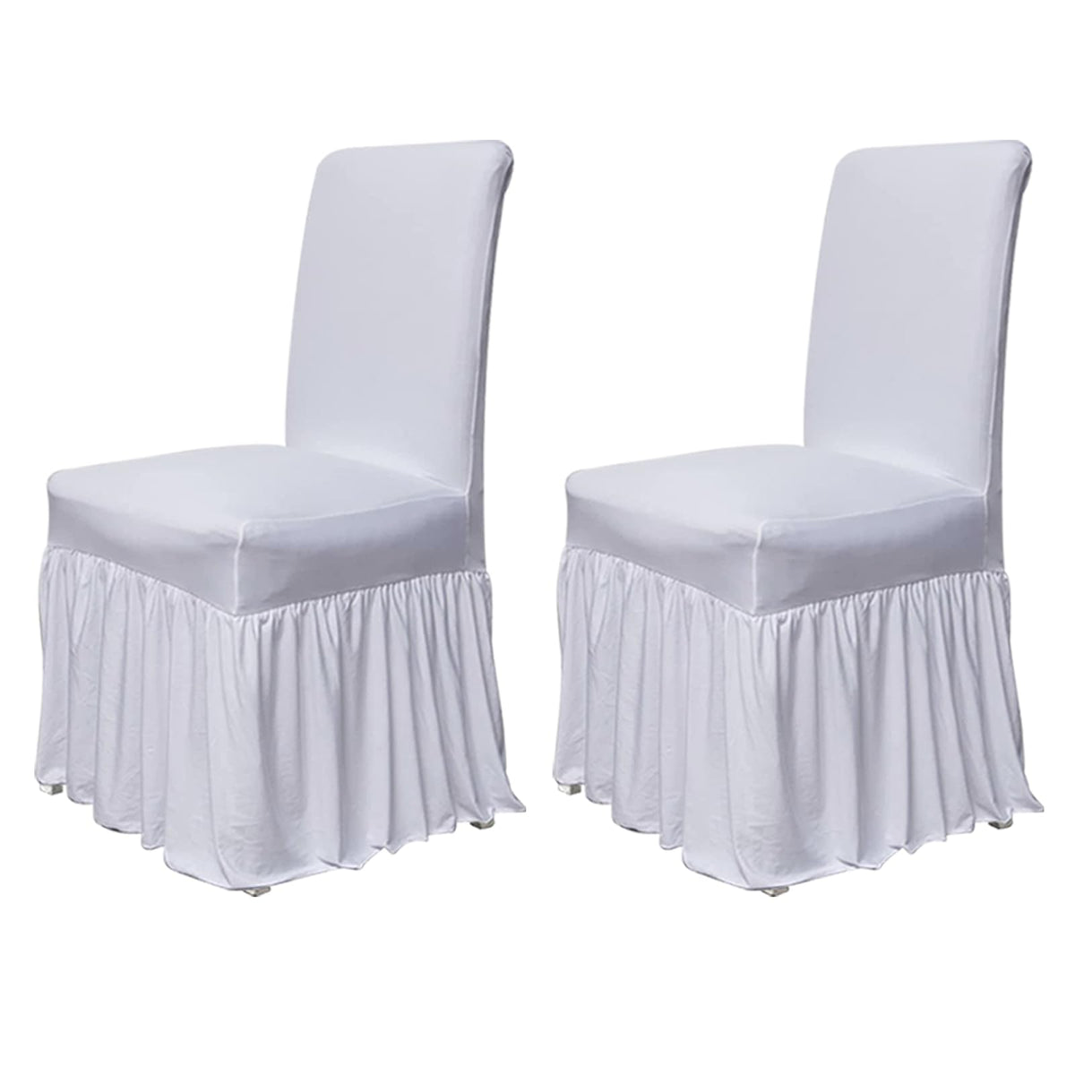 molasofa Chair Covers for Dining Room Set of 4 Stretch Chair Slipcovers with Skirt for Kitchen Seat Protectors Wedding Banquet Decor Kids Pets Spandex Fabric Washable (4pcs, Beige)
