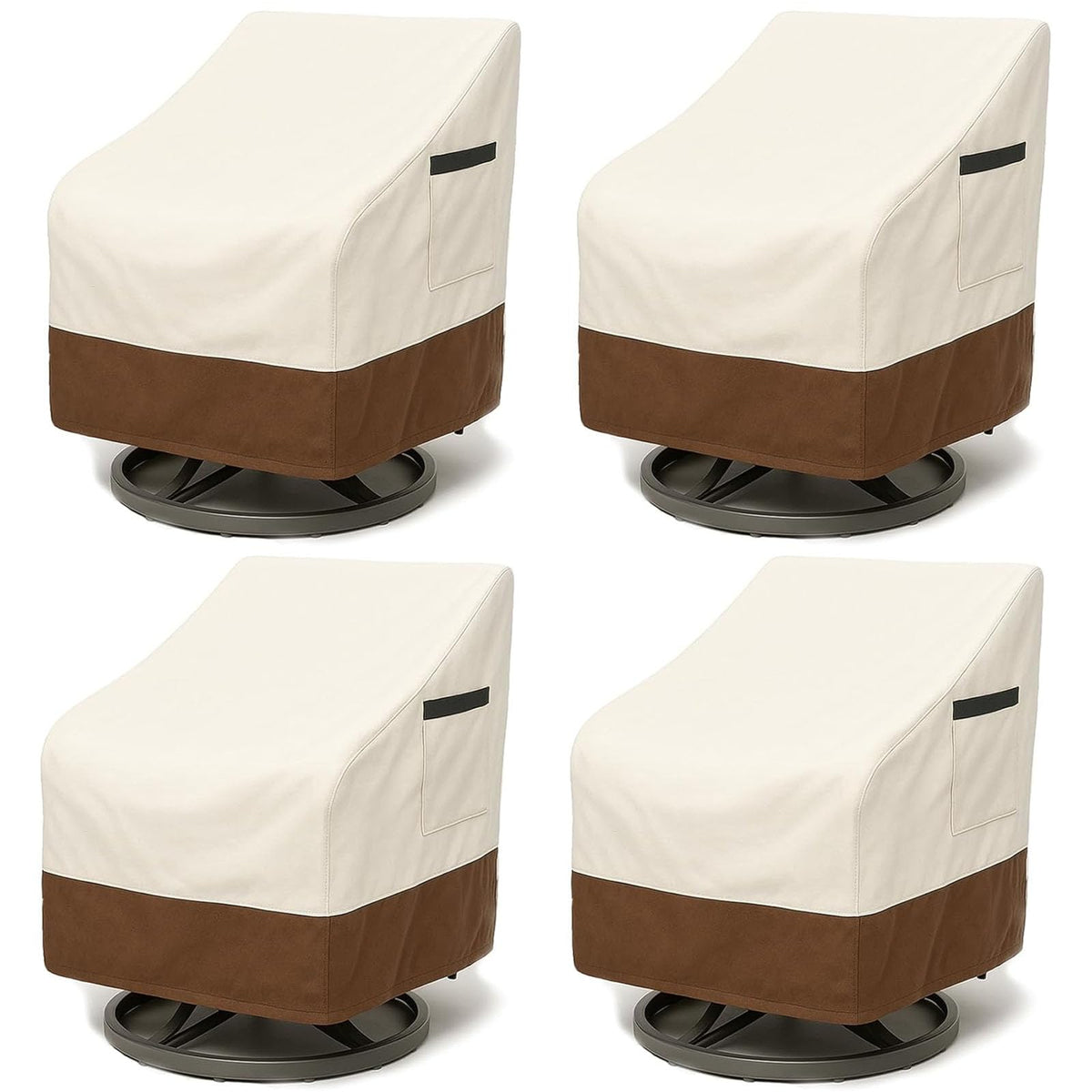 4-Piece Patio Furniture Cover Set, Waterproof Outdoor Furniture Covers for Loveseat, Patio Chairs & Coffee Table, Heavy-Duty 600D, Fade & UV-Resistant, Breathable, All-Season Protection, Beige&Brown