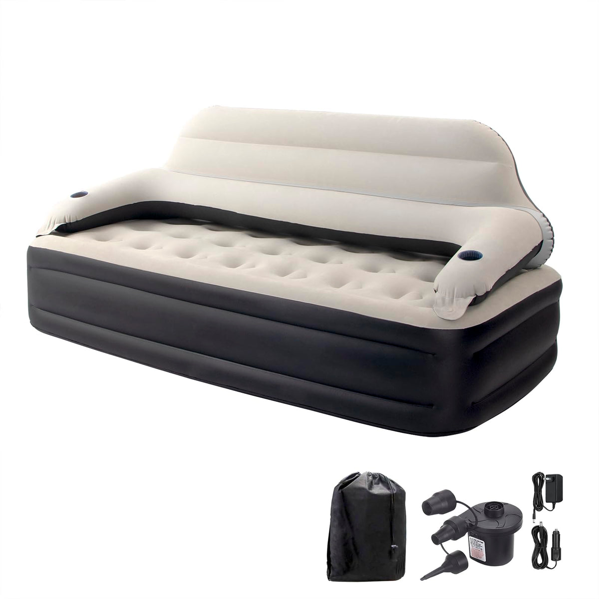 DIMAR GARDEN King Size Air Mattress with Headboard and Pump,Blow Up Mattress Inflatable Bed with Pillows