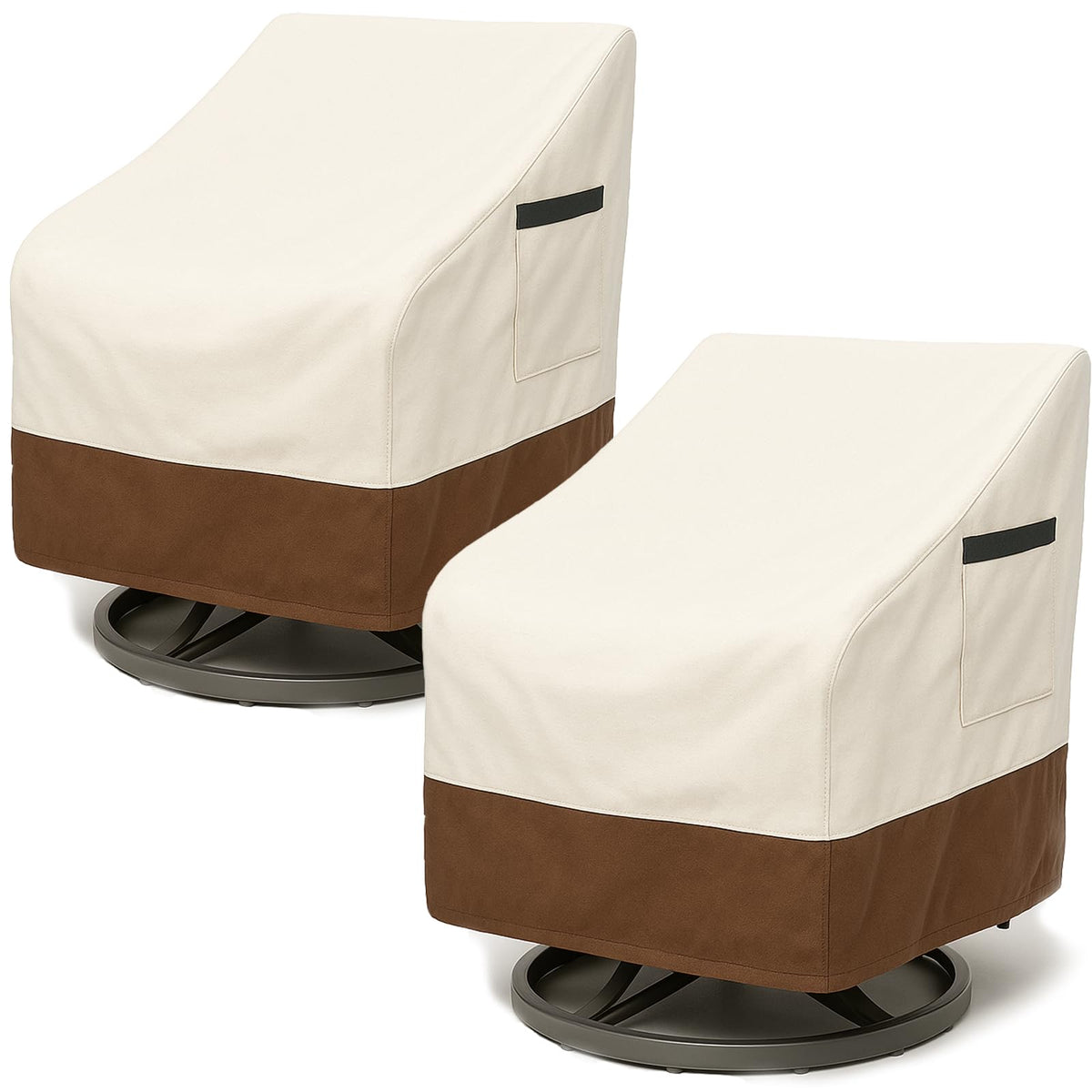 4-Piece Patio Furniture Cover Set, Waterproof Outdoor Furniture Covers for Loveseat, Patio Chairs & Coffee Table, Heavy-Duty 600D, Fade & UV-Resistant, Breathable, All-Season Protection, Beige&Brown