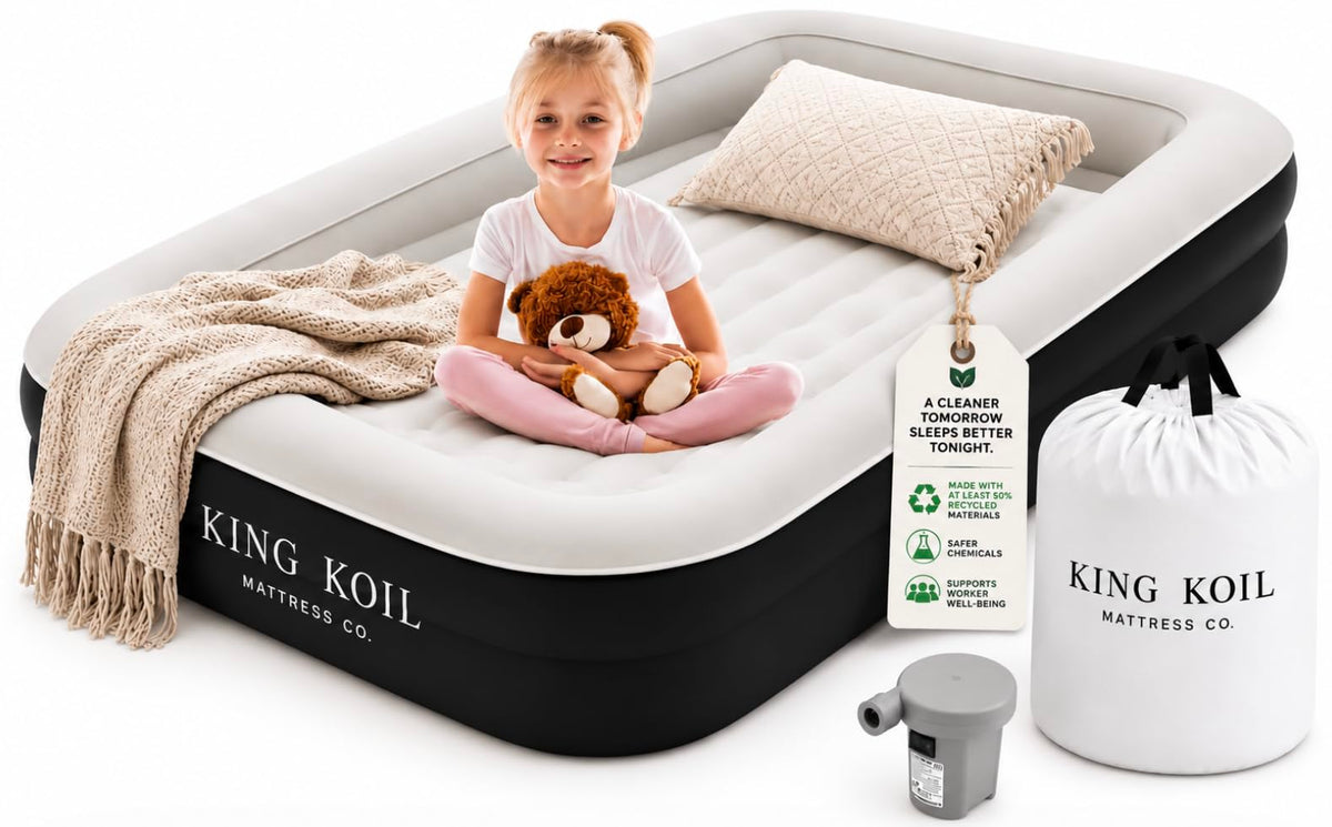 King Koil Air Mattress Queen with Built-in Pump, 20” Raised Airbed