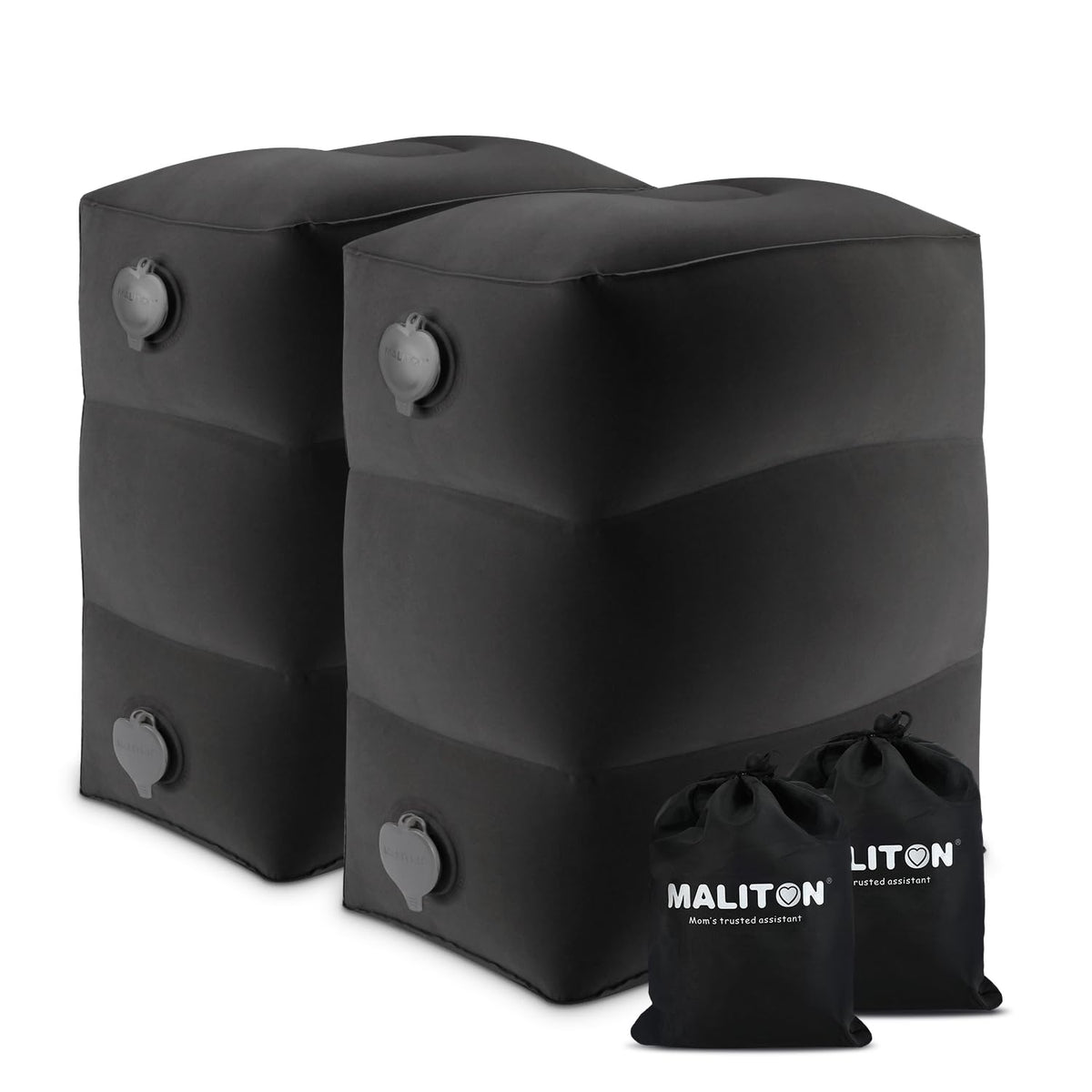 Maliton Inflatable Foot Rest/Leg Pillow | Adjustable Height（Grey, 2 Pack）