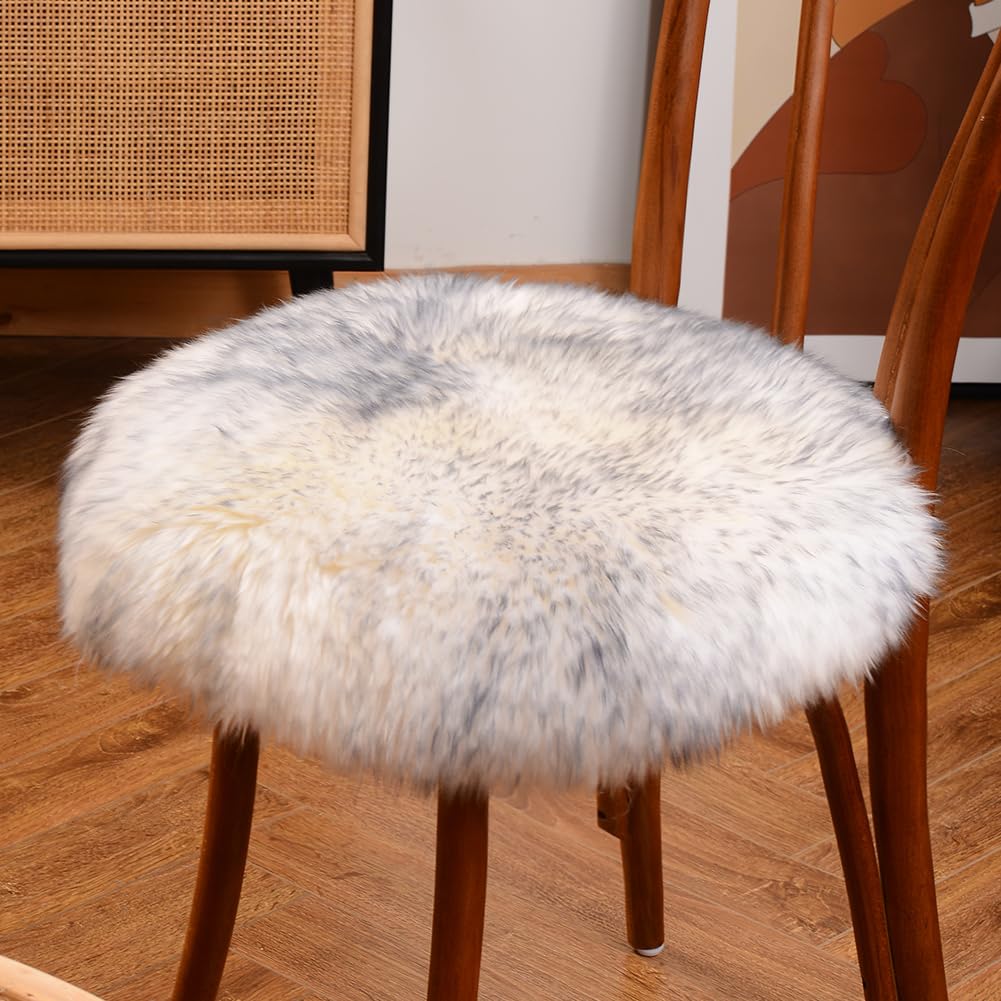 LLB Sheepskin Chair Covers - Office, Dining Room & Desk Chair Seat Cushion - Cream Brown, 18x18 Inch (Pack of 1)