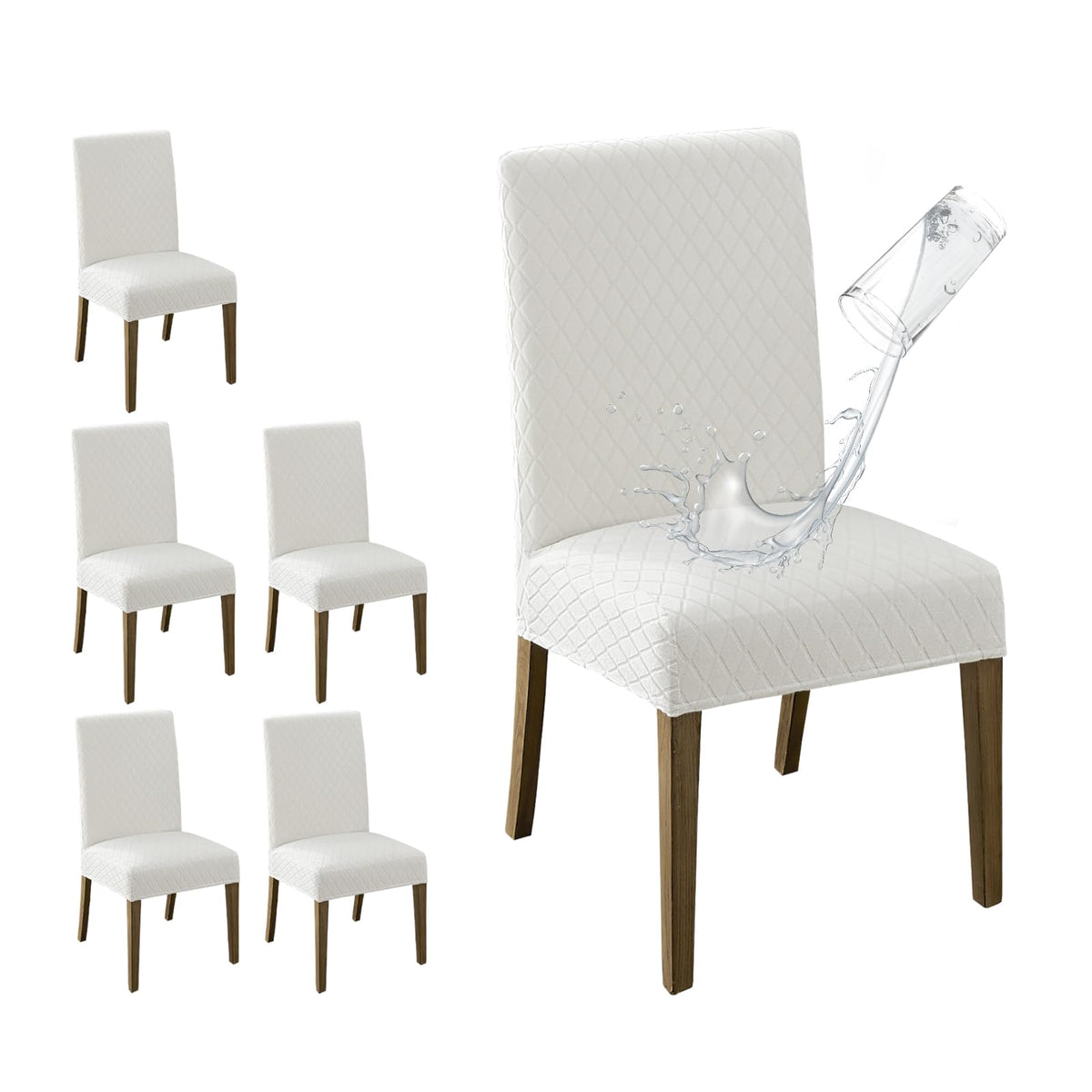 MOSAYT 100% Waterproof Dining Room Chair Covers Set of 4, Beige