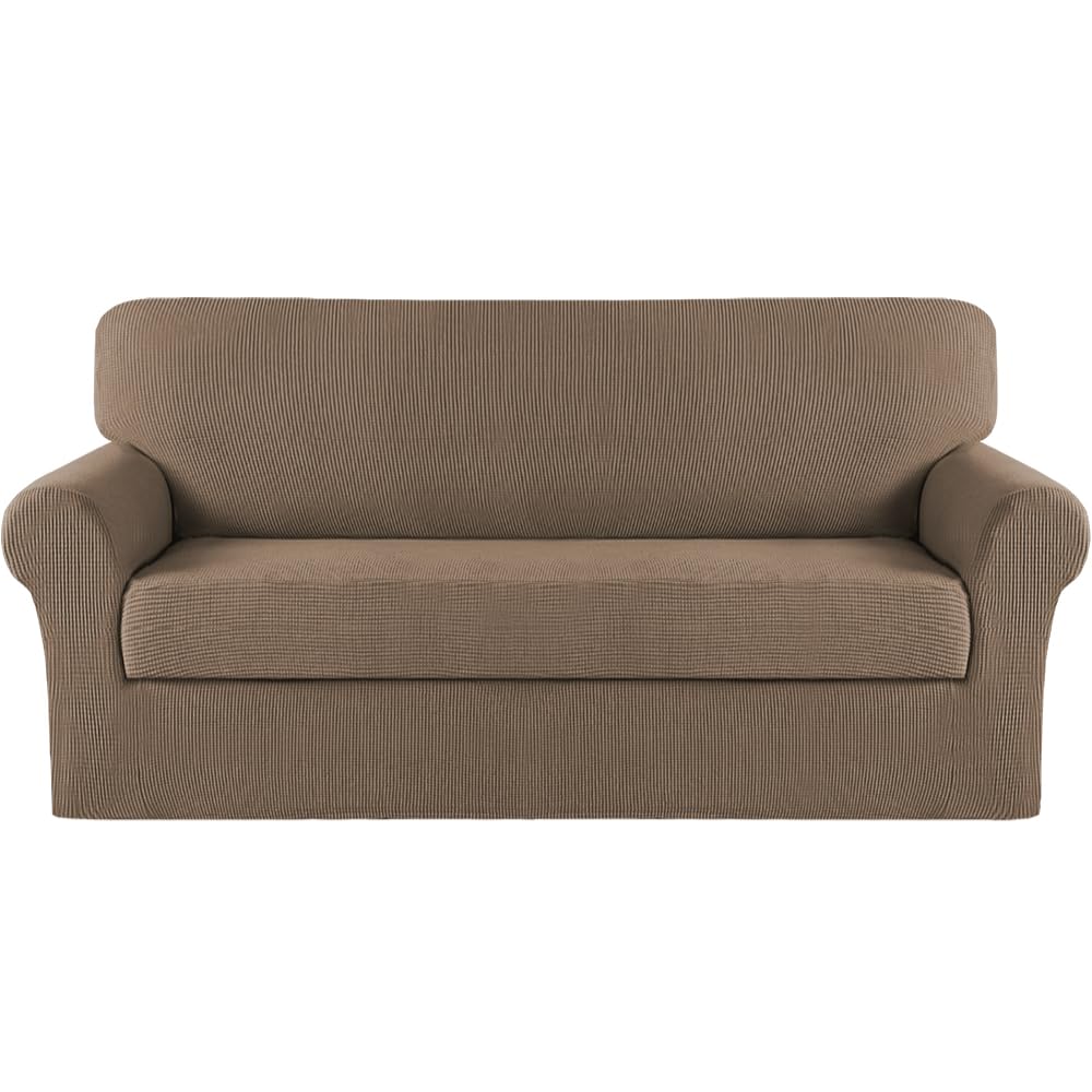 Turquoize 2 Piece Chair Covers for Living Room Armchair Cover Armchair Slipcovers with Arms Feature Thick Jacquard Fabric (Chair,Biscotti Beige)