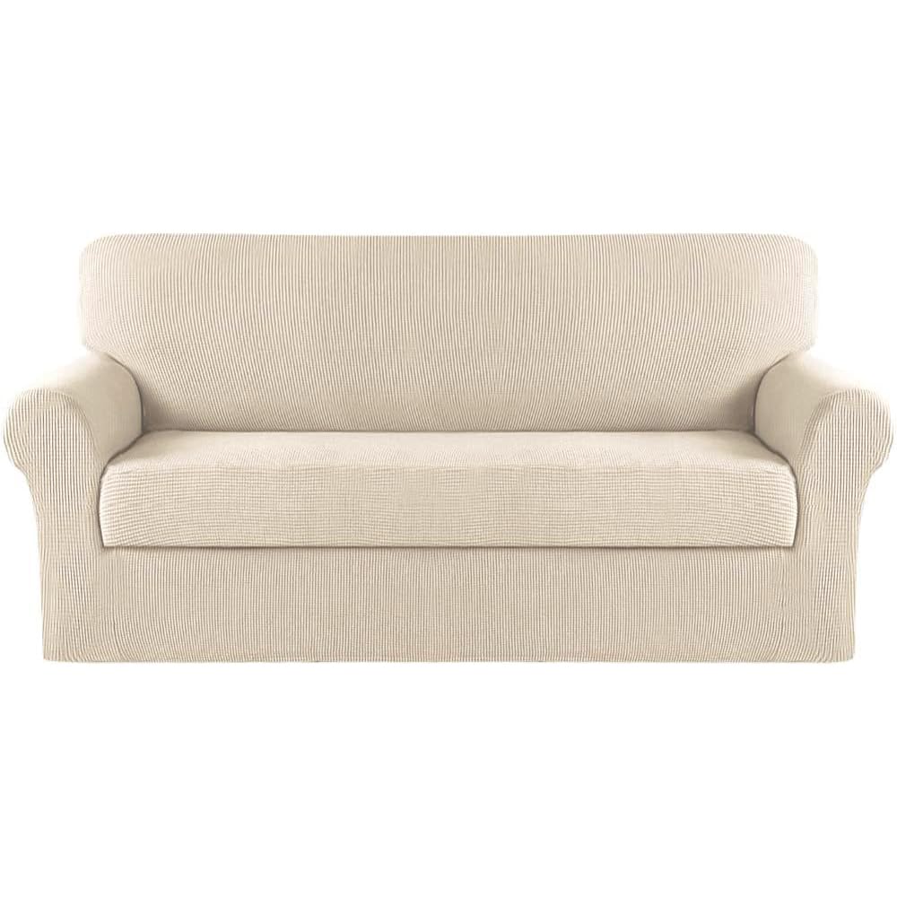 Turquoize 2 Piece Chair Covers for Living Room Armchair Cover Armchair Slipcovers with Arms Feature Thick Jacquard Fabric (Chair,Biscotti Beige)