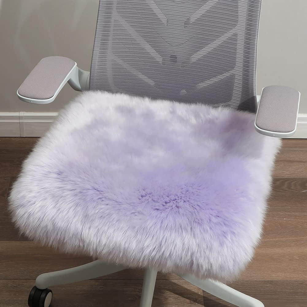 LLB Sheepskin Chair Covers - Office, Dining Room & Desk Chair Seat Cushion - Cream Brown, 18x18 Inch (Pack of 1)