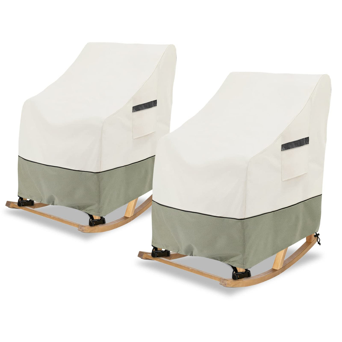 Outdoor Swivel Chair Covers 2 Pack,100% Waterproof Heavy Duty Outdoor Chair Covers,(33 W x 35 D x 38.5 H inches) Patio Furniture Cover for Swivel Patio Chair,White&Grayish Green