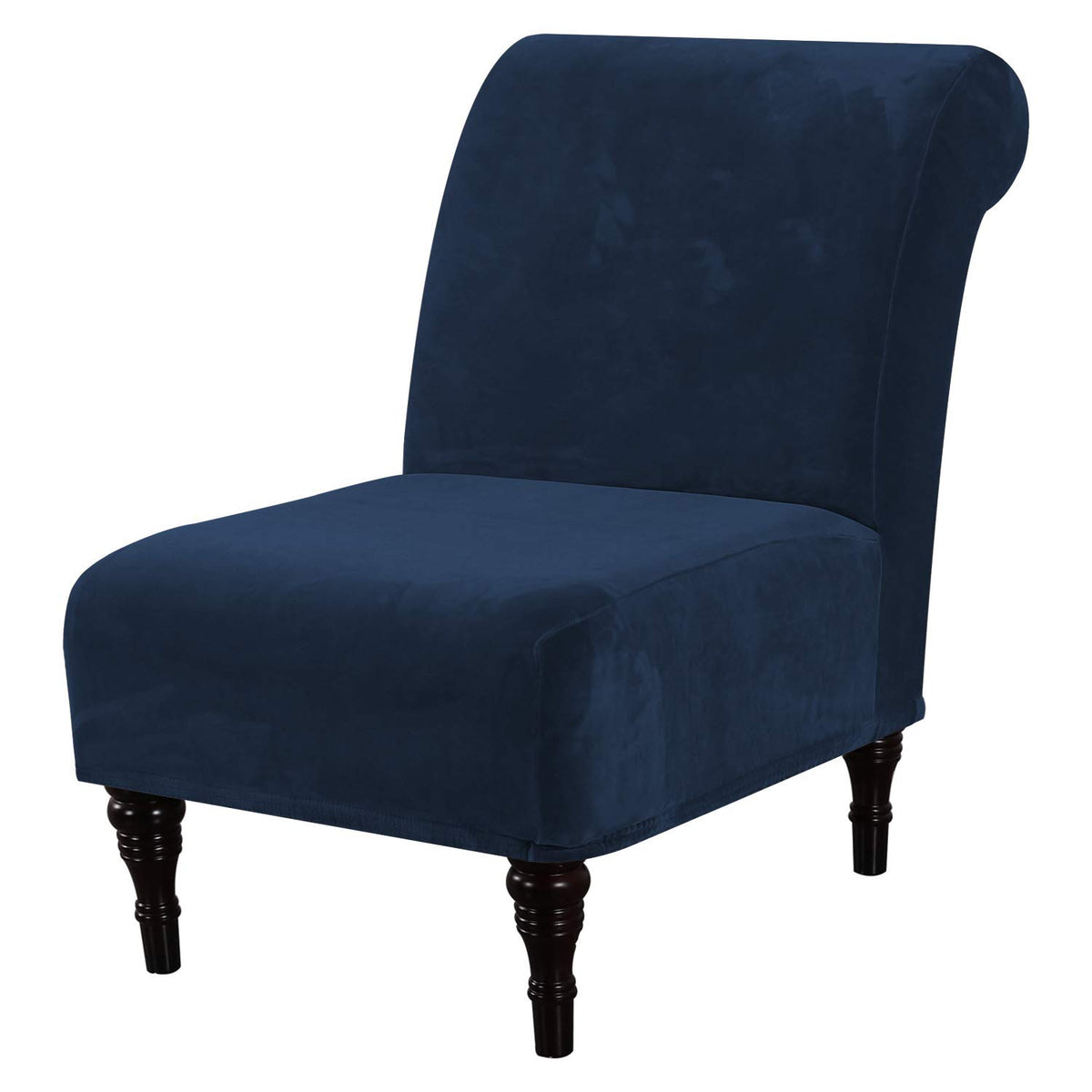H.VERSAILTEX Armless Accent Chair Covers Thick Velvet Armless Chair Slipcovers High Stretch Chair Covers for Living Room Hotel Machine Washable Furniture Protector with Elastic Bottom, Ivory