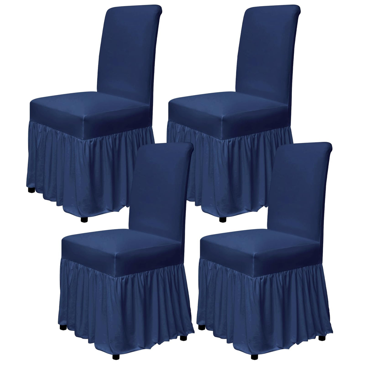 molasofa Chair Covers for Dining Room Set of 4 Stretch Chair Slipcovers with Skirt for Kitchen Seat Protectors Wedding Banquet Decor Kids Pets Spandex Fabric Washable (4pcs, Beige)