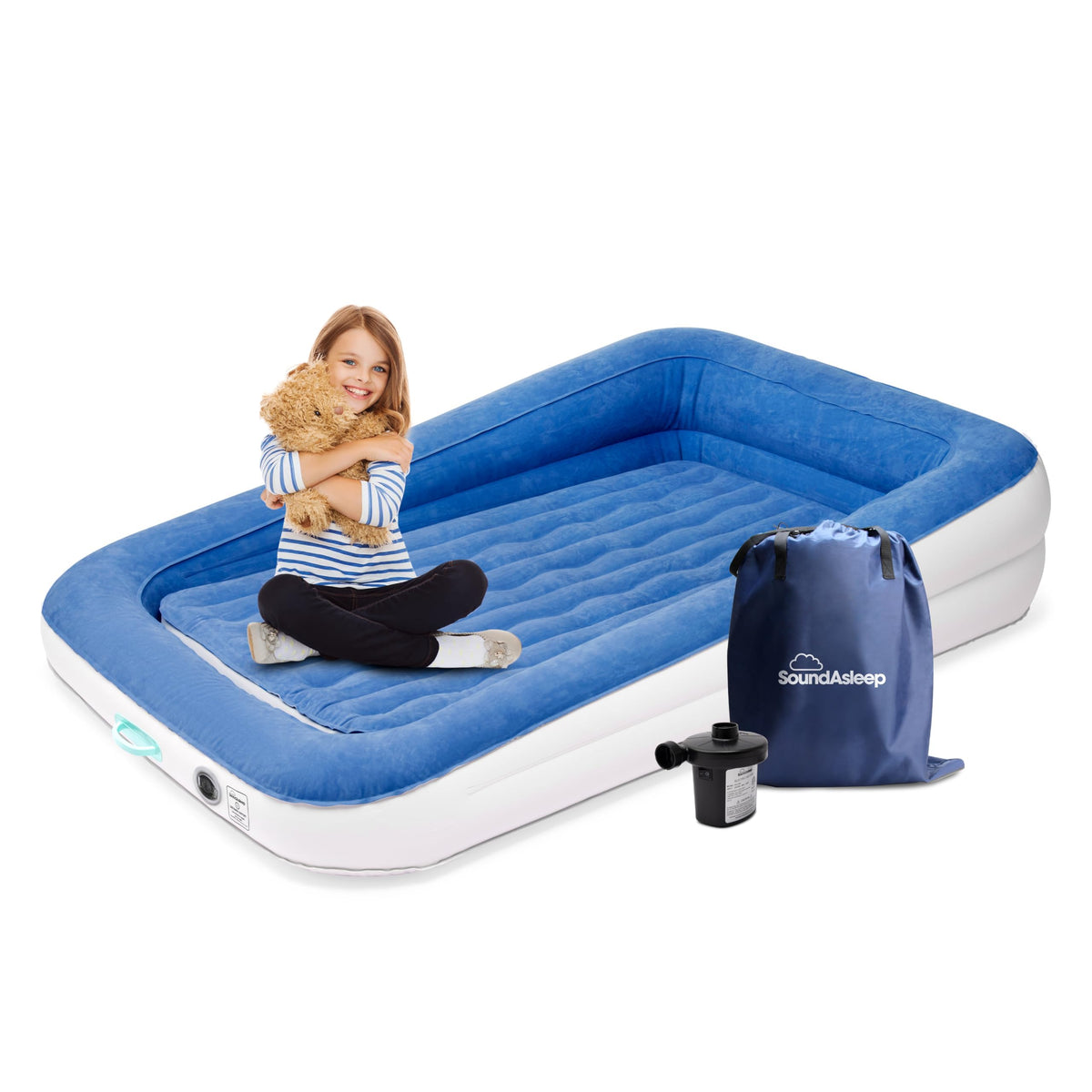 SoundAsleep Dream Series Raised Queen Air Mattress, Built-in Pump, Blue