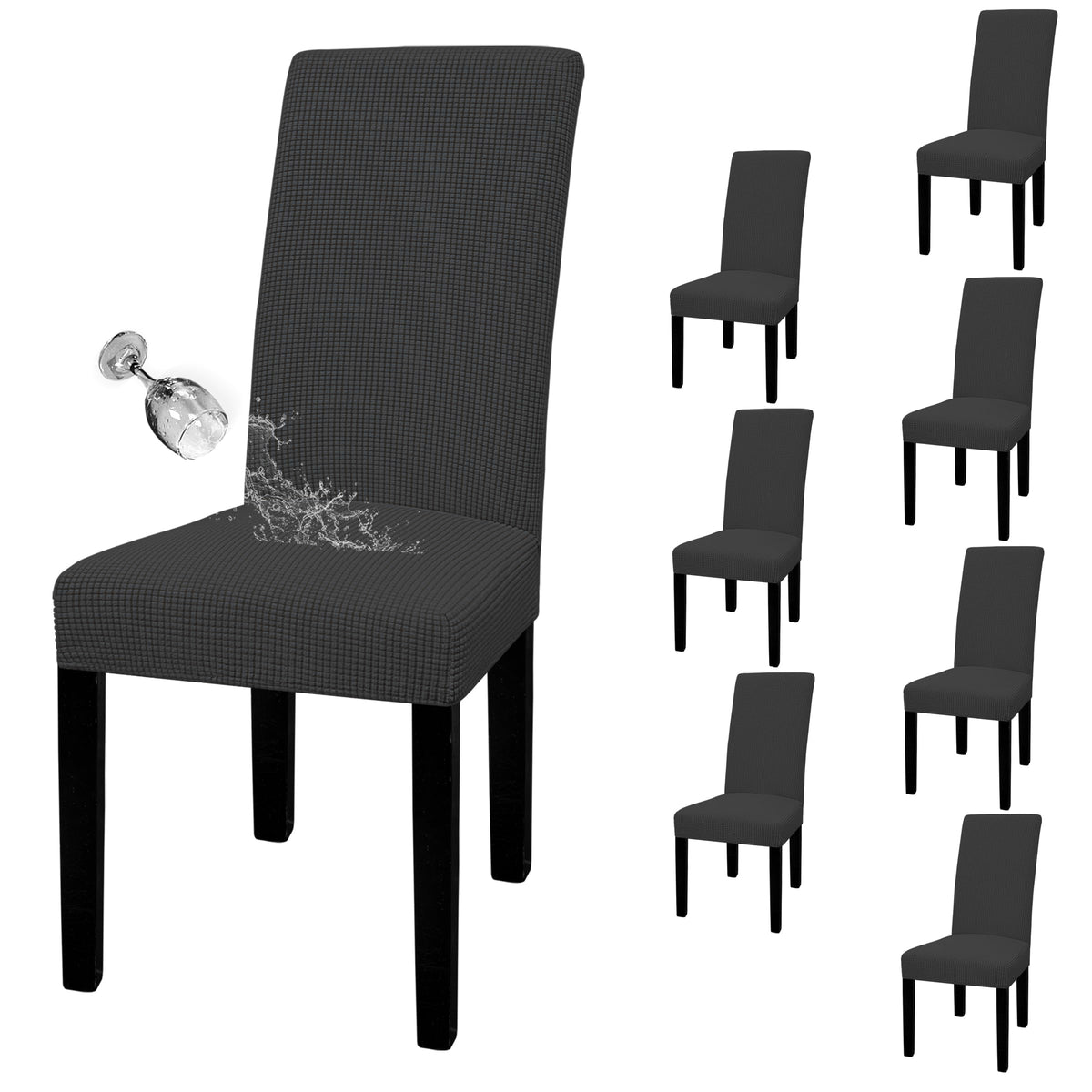 Easy-Going 100% Waterproof Dining Room Chair Covers Set of 6, Large