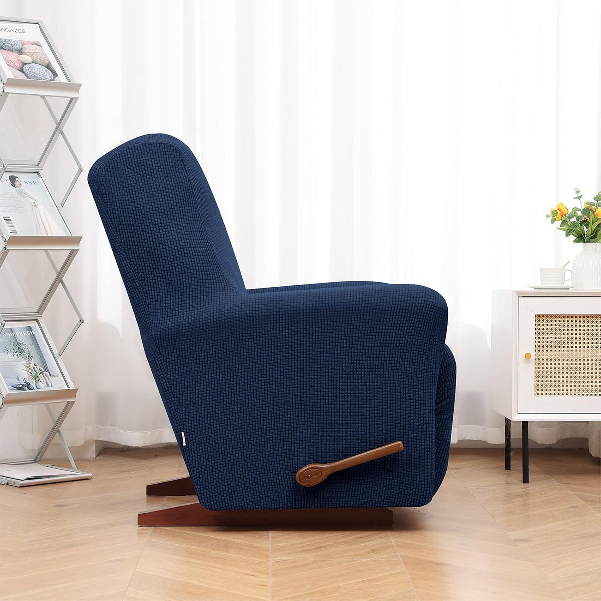 KEKUOU Recliner Chair Covers, 1-Piece Lazy Boy Recliner Covers, Navy Blue