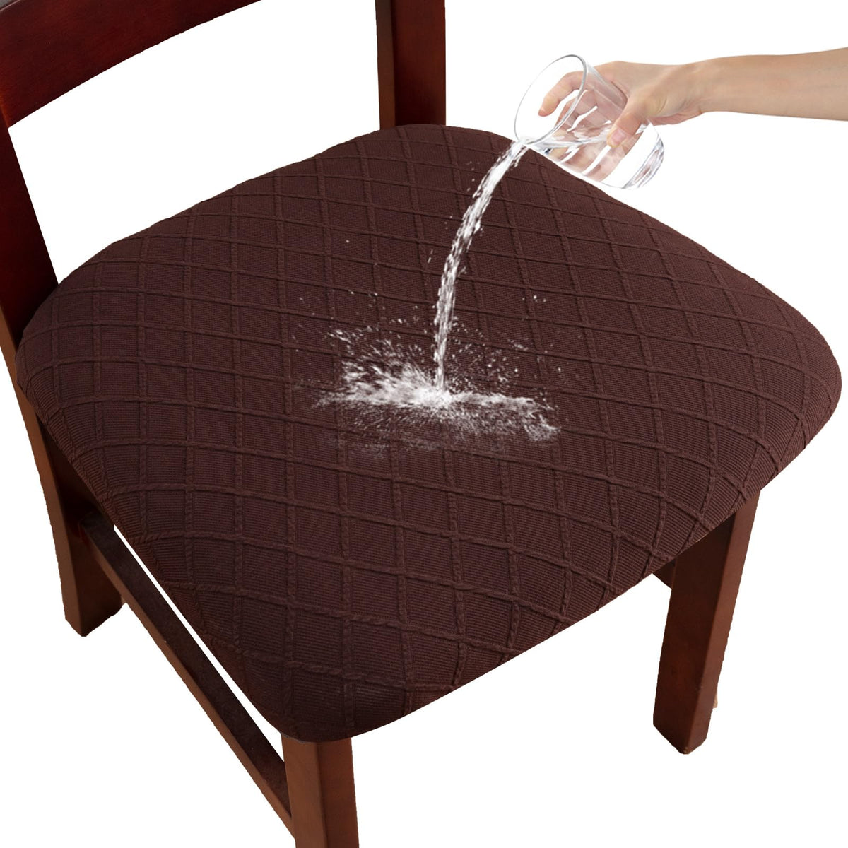 Waterproof Dining Room Chair Covers Set of 6,Beige,Large