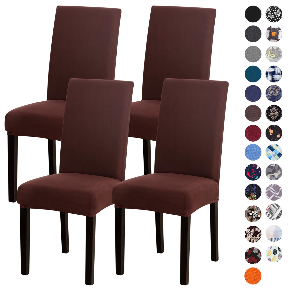 Sufdari Dining Chair Covers,Kitchen Cover,Parsons Slipcover,Spandex Protectors for Room Stretch Chairs Cover Set of 4 -Gray