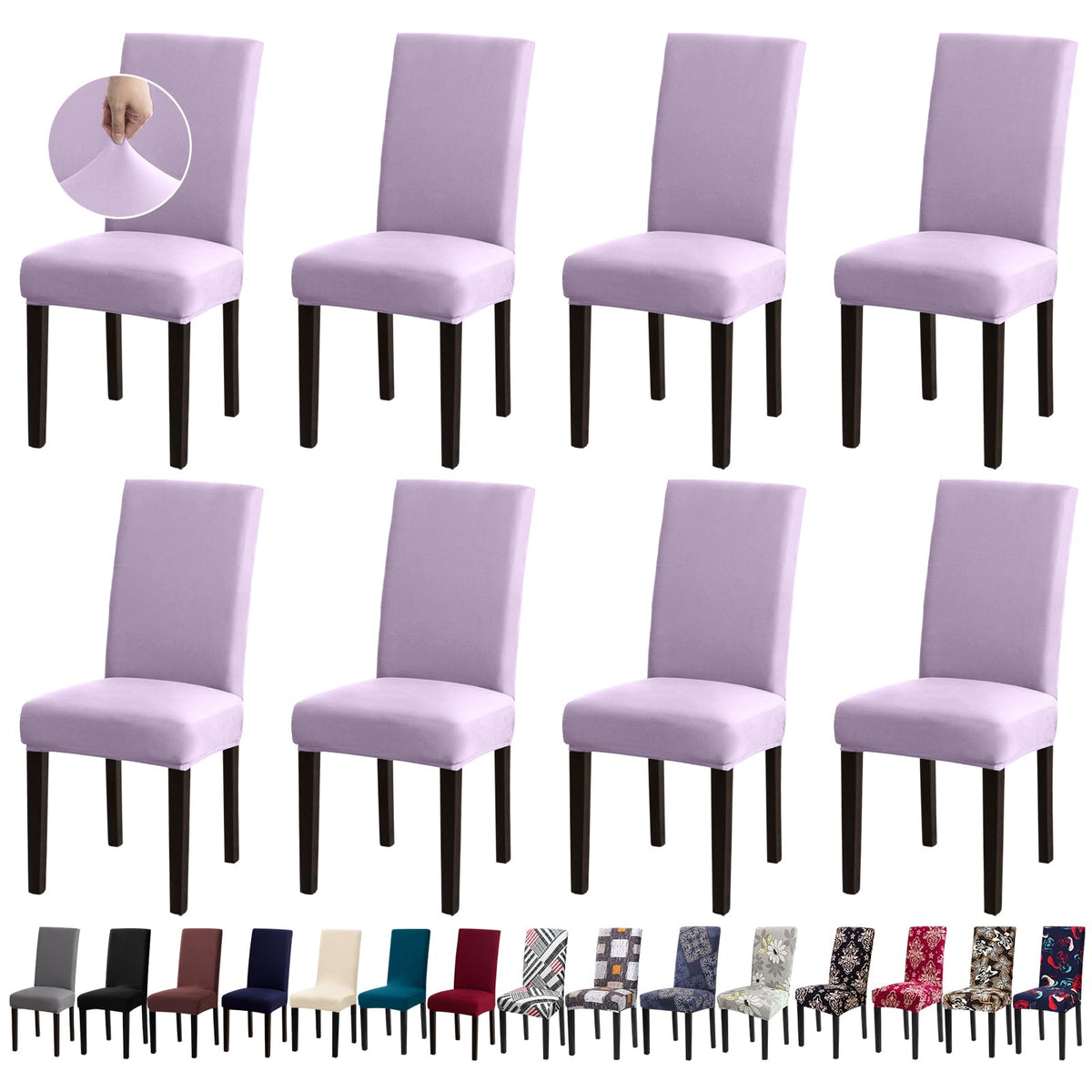 Chair Covers, Stretch Dining Room Chair Covers Set of 6, Removable Washable Dining Chair Slipcovers for Home, Hotel, Banquet