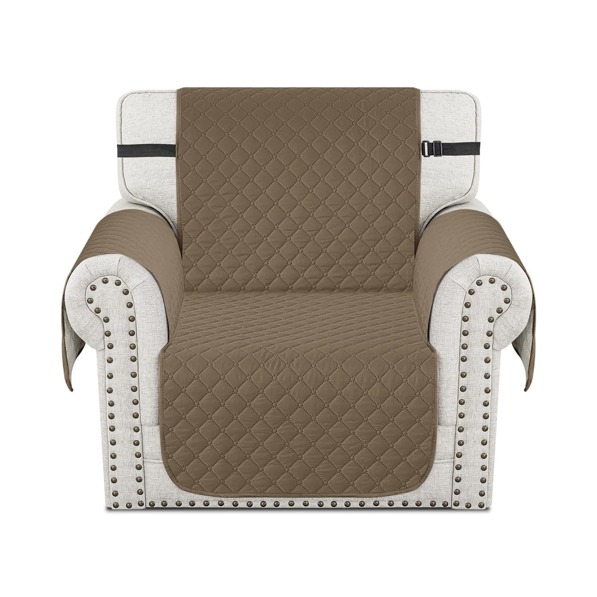 XINEAGE Water Resistant Recliner Cover, Nonslip Recliner Chair Covers for Reclining Chair with Pockets, Quilted Thick Recliner Slipcovers for Pets and Kids (Recliner Chair, Dark Gray)