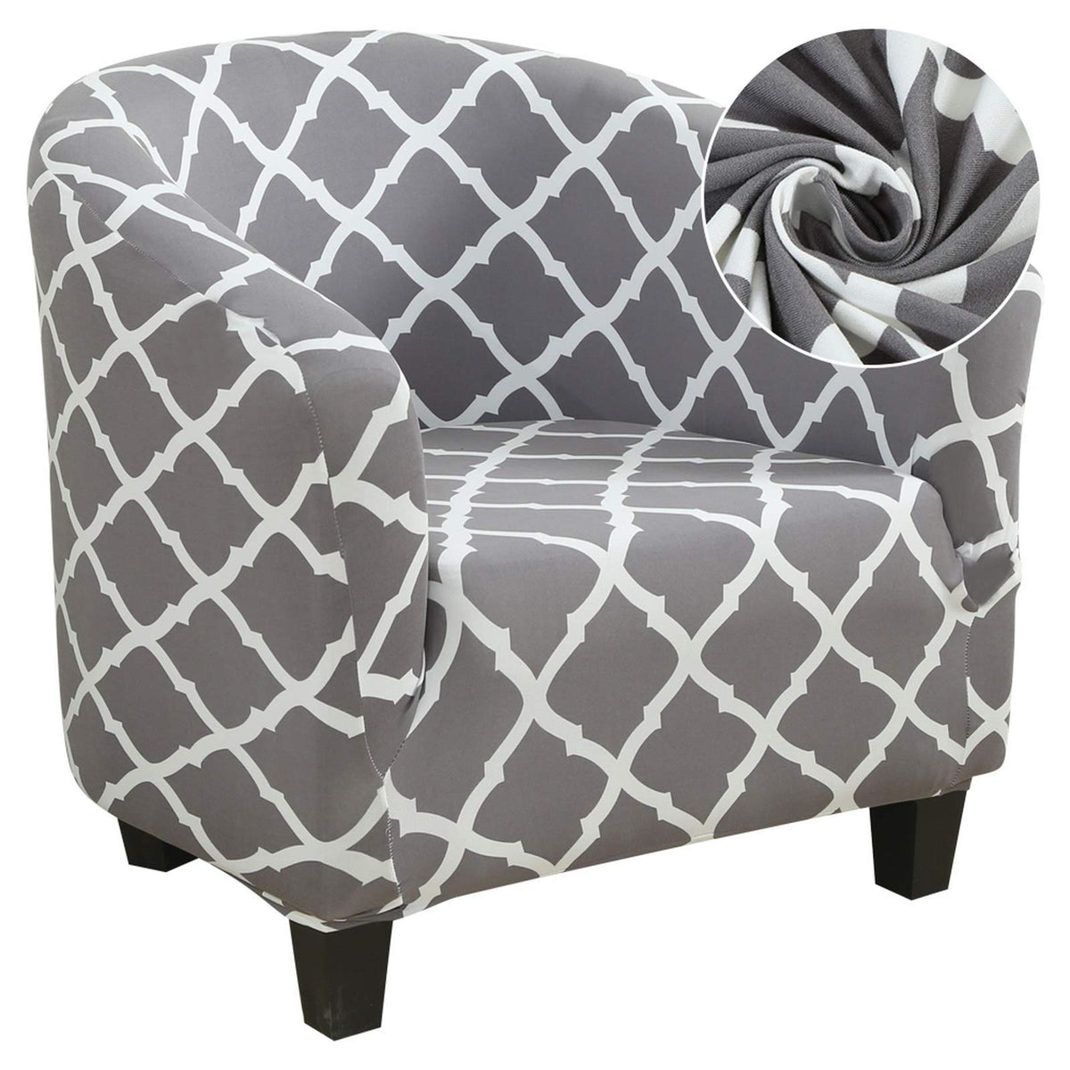 SearchI Club Chair Slipcover Stretch Barrel Chair Covers Jacquard Tub Chair Slipcovers Spandex Armchair Sofa Cover Removable Couch Furniture Protector Arm Chair Cover for Living Room (Beige)