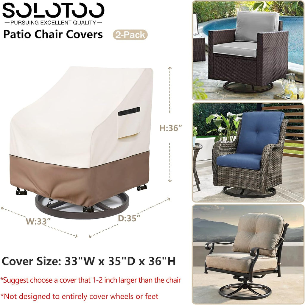 Patio Chair Covers Waterproof 2 Pack, 33" W x 35" D x 36" H